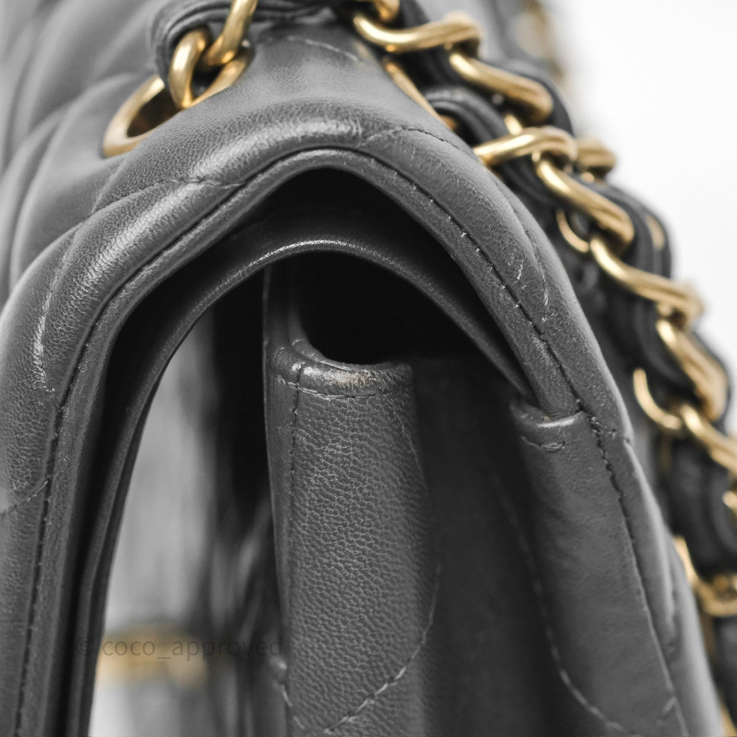 Chanel Jumbo Double Flap Dark Grey Lambskin Brushed Gold Hardware⁣⁣