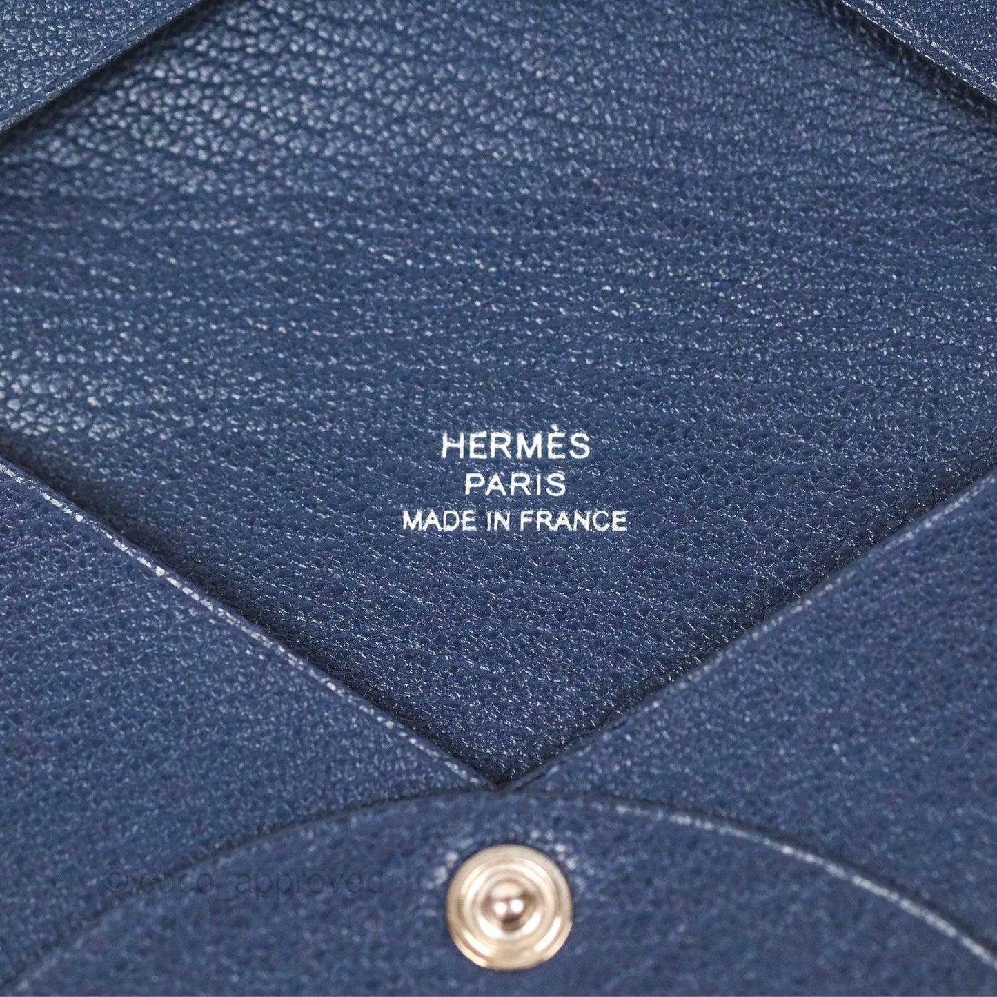Hermès Calvi Card Holder Bleu Nuit 2Z Chevre Mysore