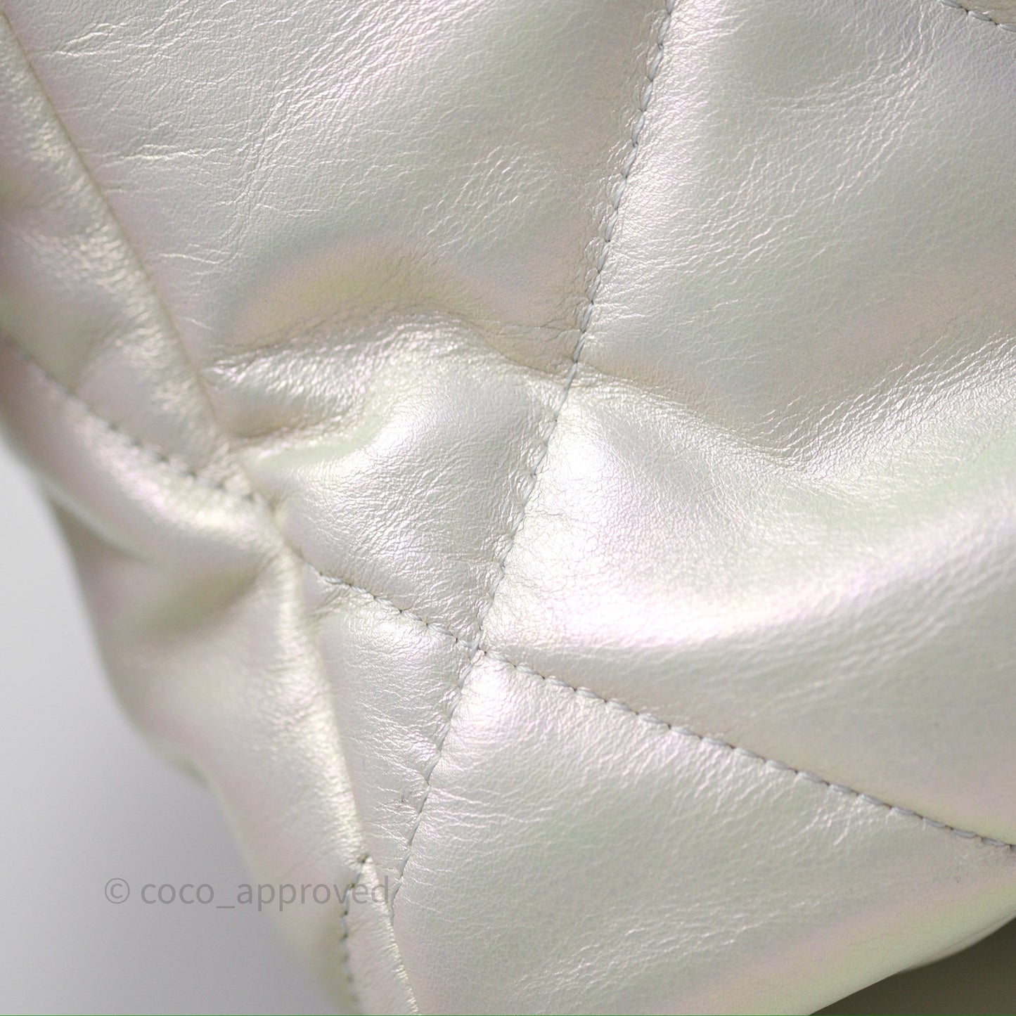 Chanel 19 Small Iridescent White Mixed Hardware
