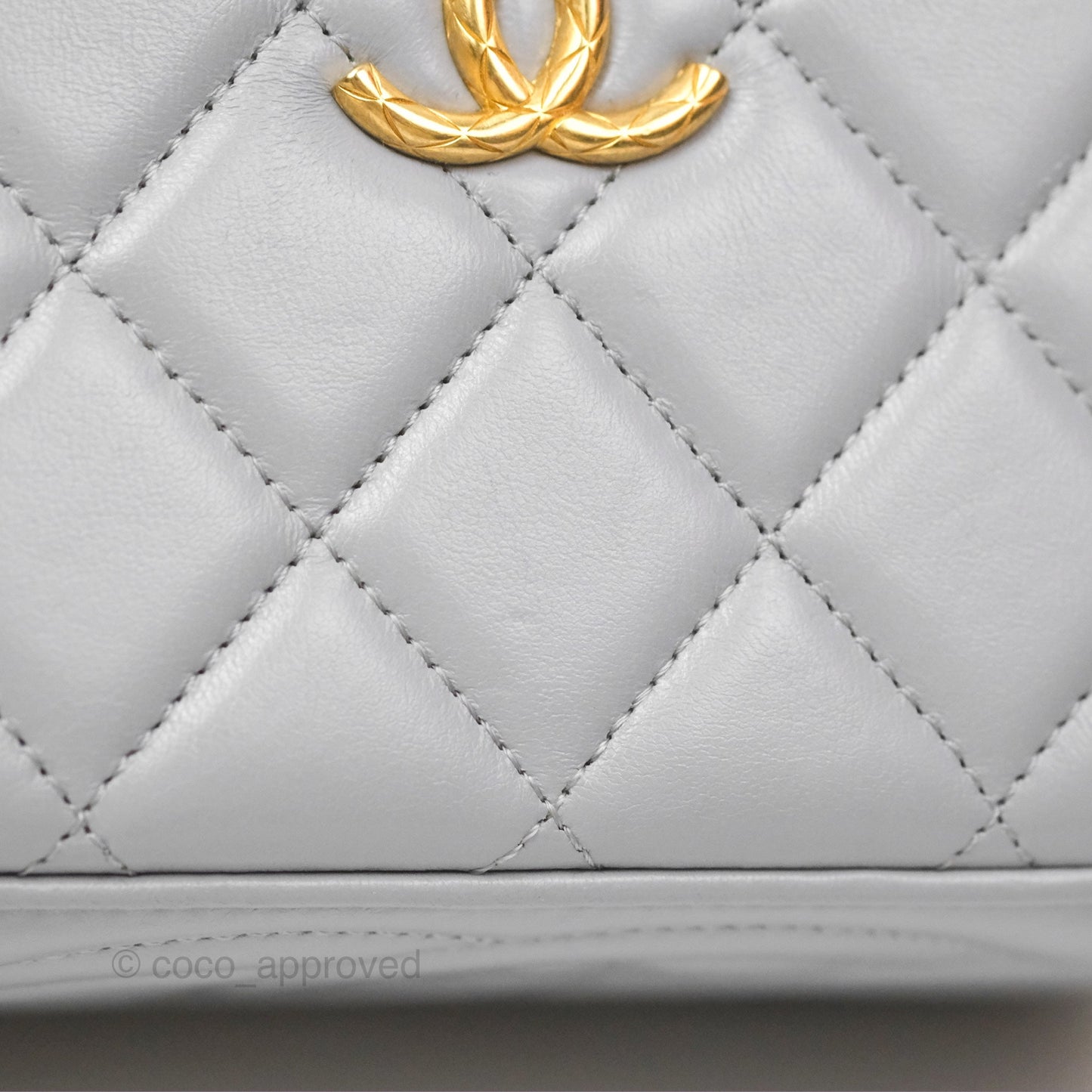 Chanel All Slide Vanity with Adjustable Chain Grey Lambskin Aged Gold Hardware