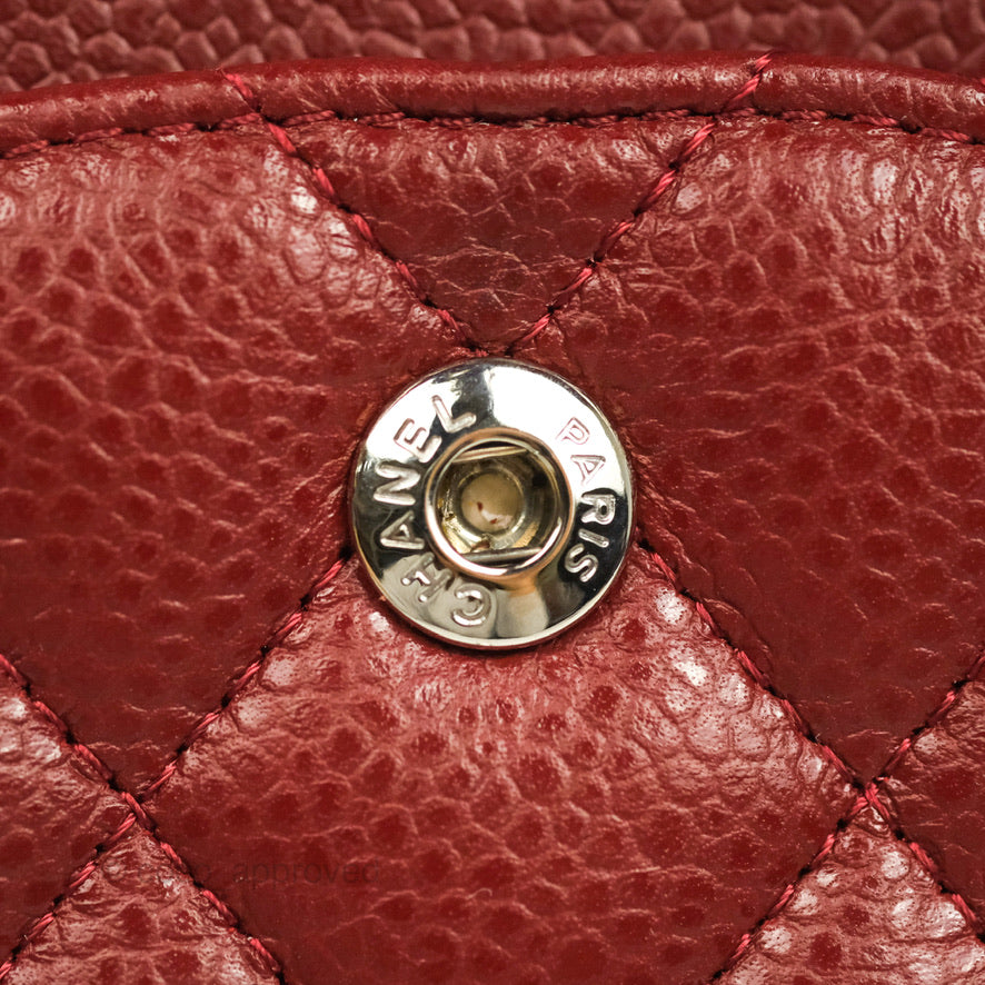 Chanel Classic M/L Medium Double Flap Dark Red Caviar Silver Hardware