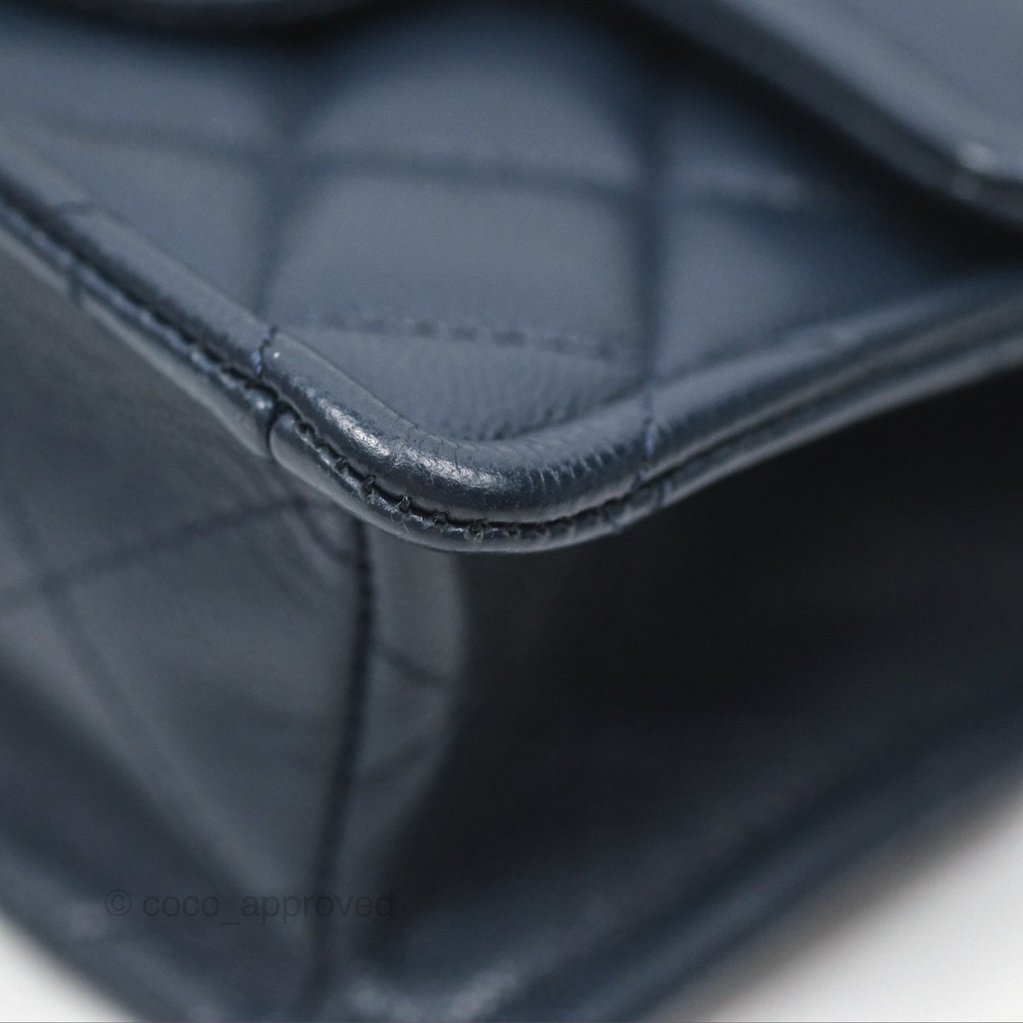 Chanel Mini Square Sweet Quilted Flap Navy Caviar Aged Gold Hardware 21P