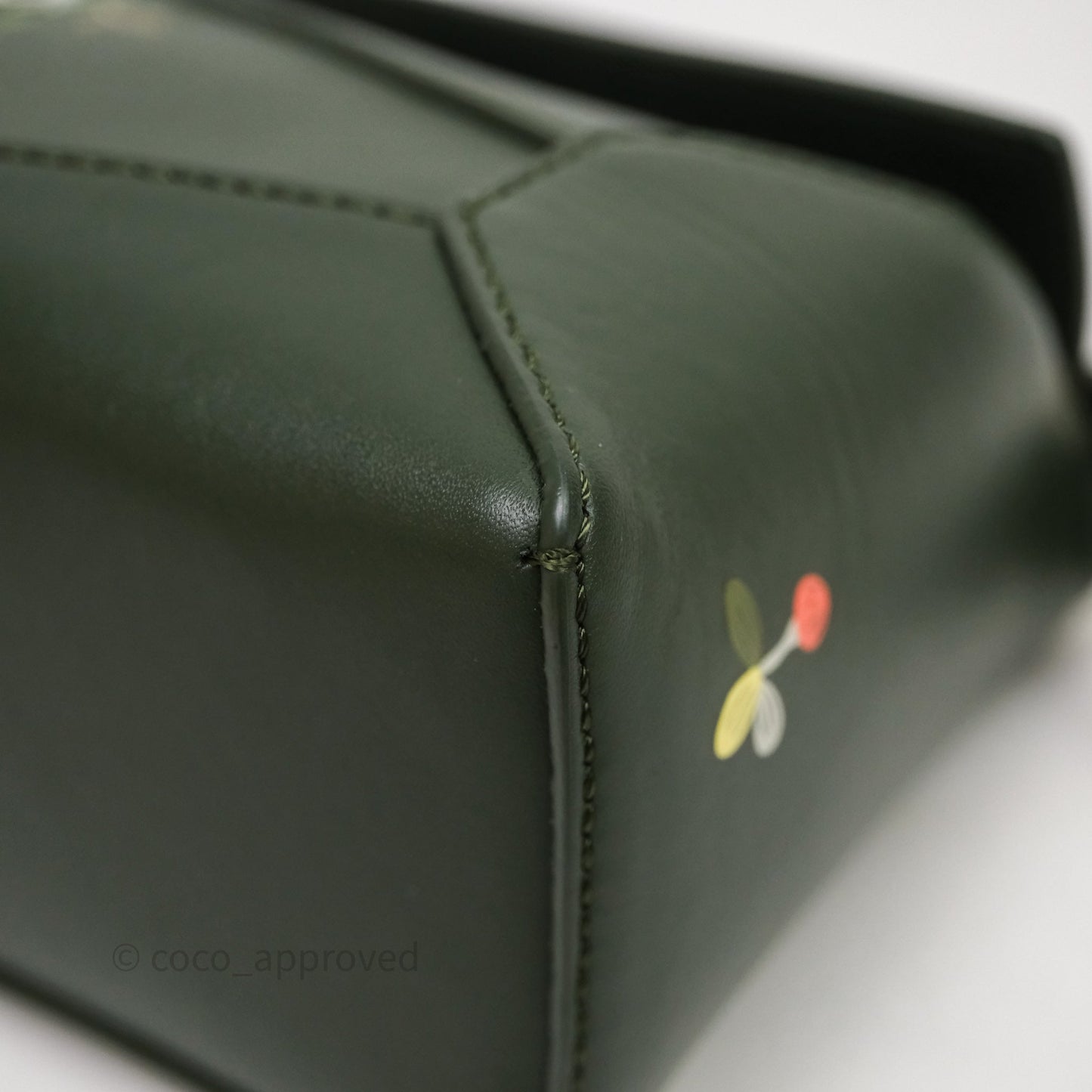 Loewe X SUNA FUJITA Mini Pandas Puzzle Bag Dark Green Calfskin Gold Hardware