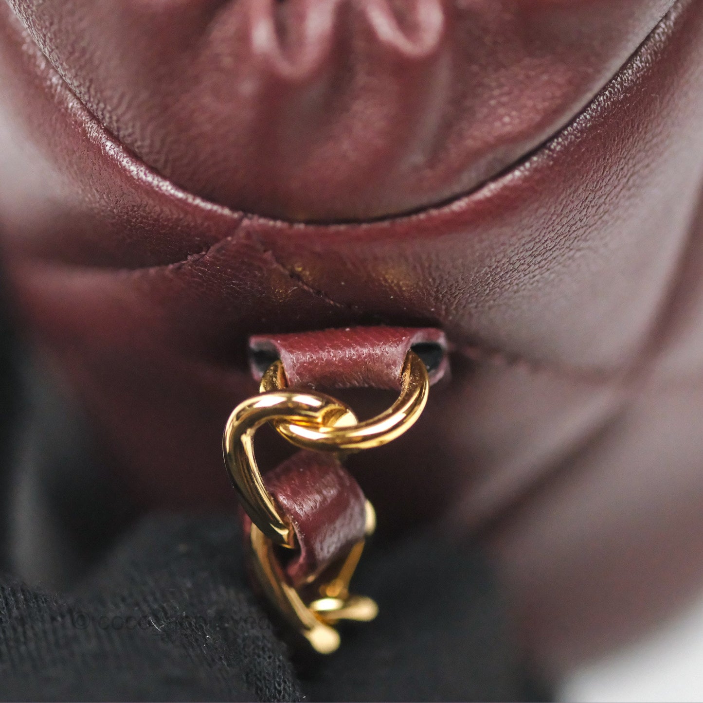 Chanel Mini Bucket Bag with Fluffy Chain Burgundy Lambskin Gold Hardware
