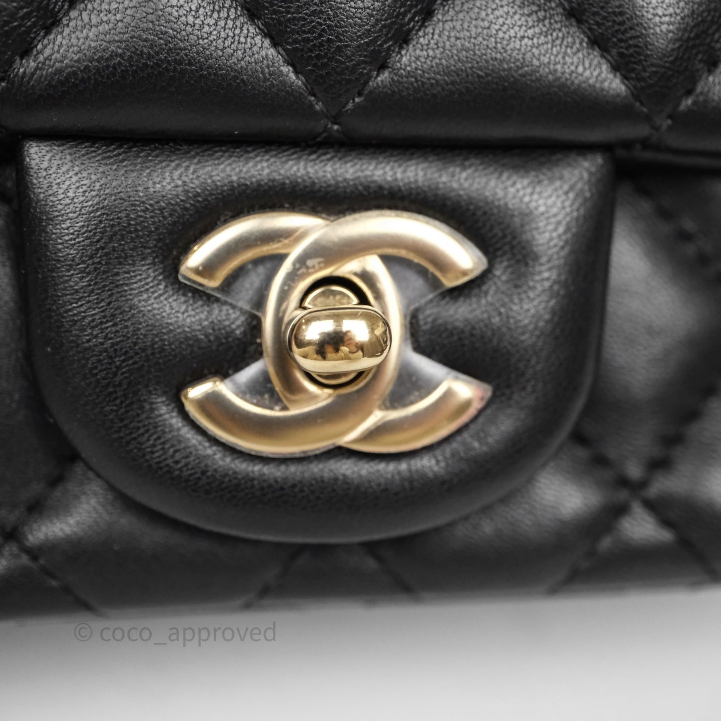 Chanel Mini Square Quilted Black Lambskin Gold Hardware