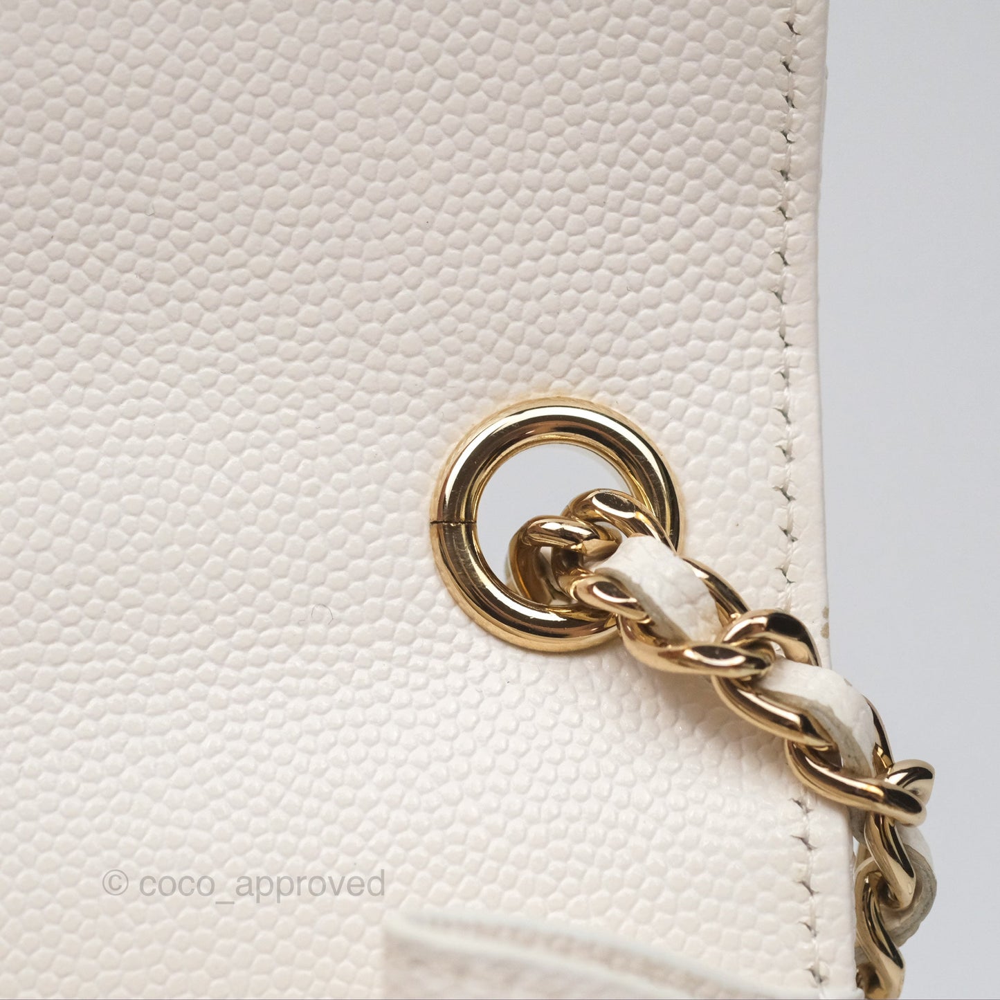 Chanel Classic Quilted Phone Holder White Caviar Gold Hardware