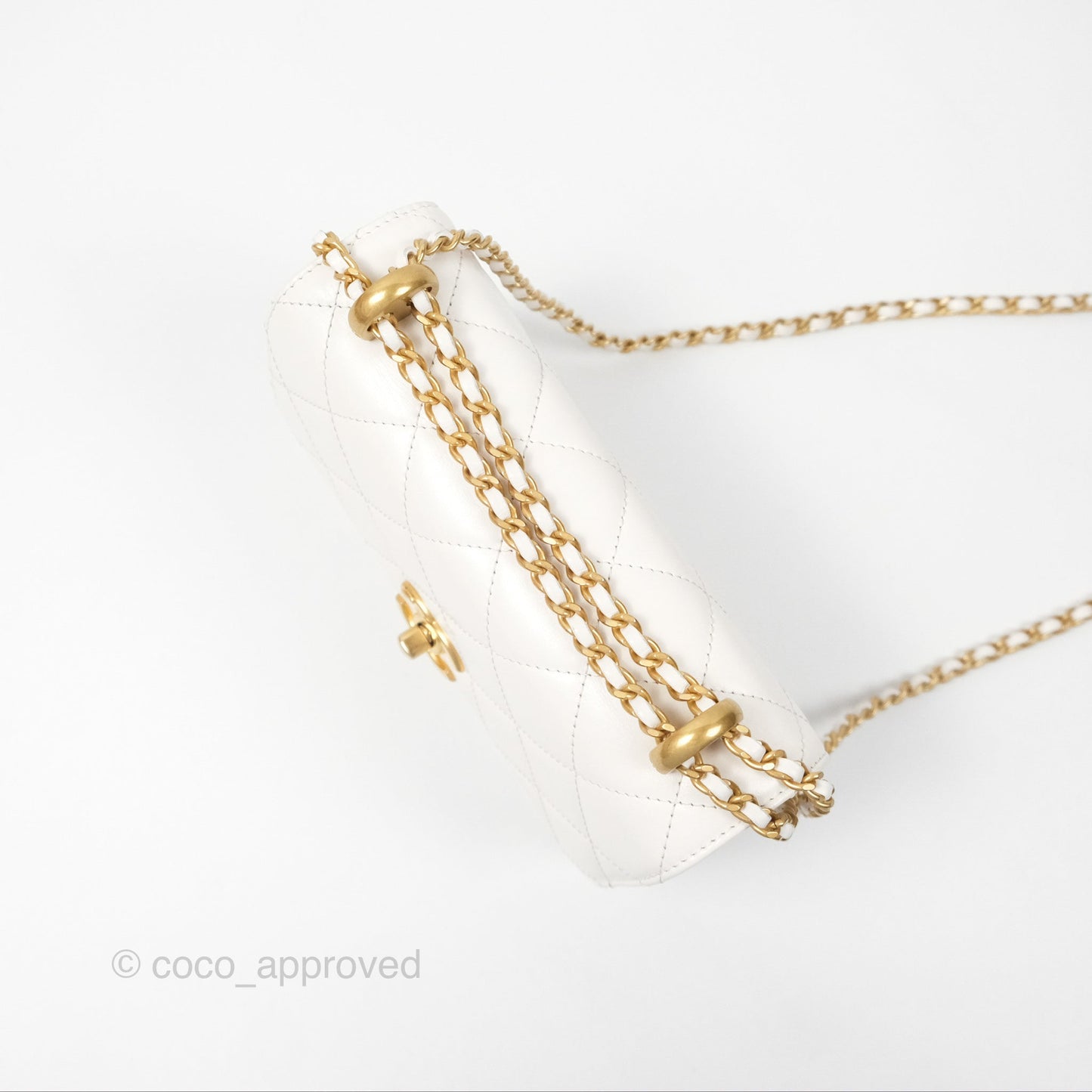 Chanel Quilted Mini Perfect Fit Adjustable White Calfskin Gold Hardware 24C