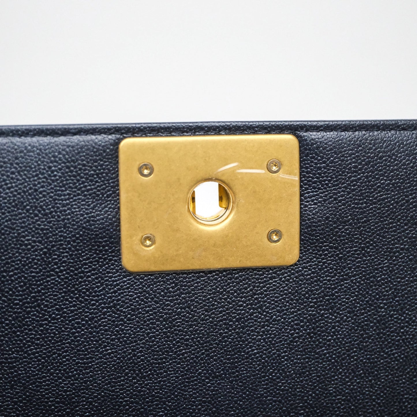 Chanel Quilted Medium Boy Dark Navy Caviar Aged Gold Hardware