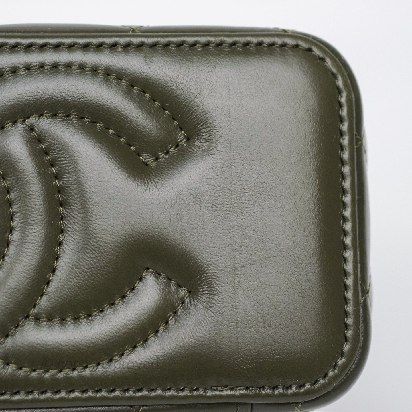 Chanel All Slide Vanity with Adjustable Chain Dark Olive Green Lambskin Aged Gold Hardware
