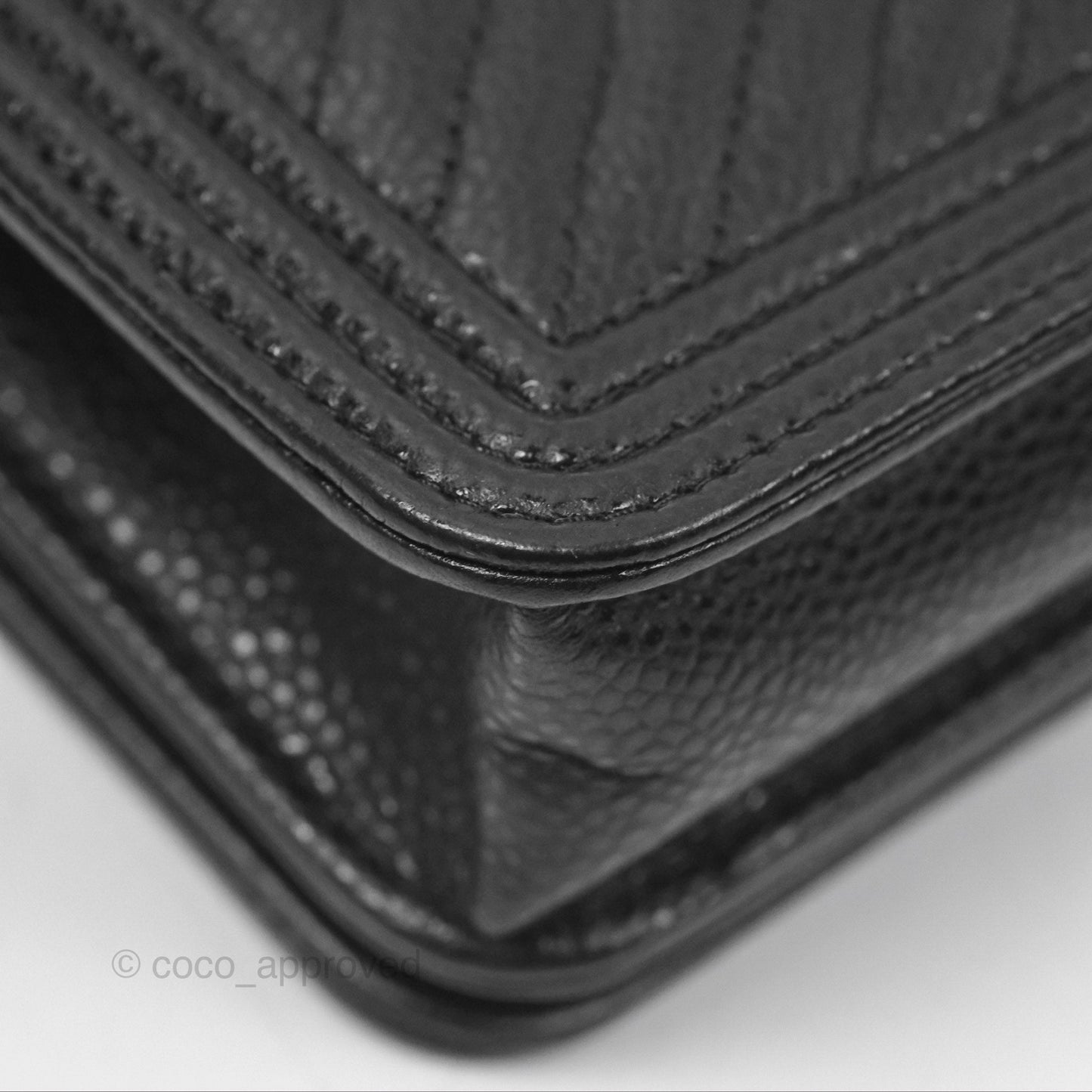 Chanel Chevron Boy Wallet on Chain WOC Black Caviar Silver Hardware