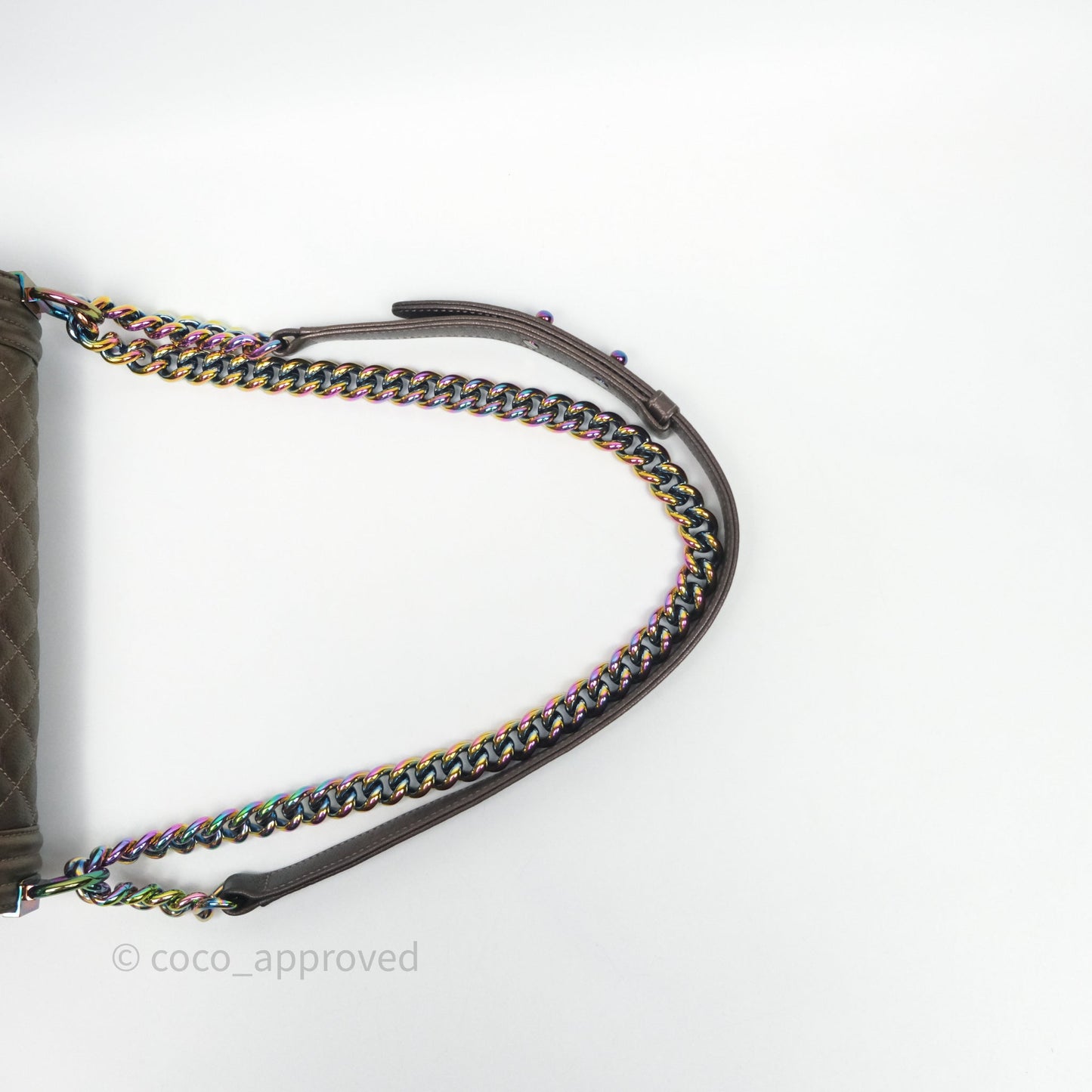 Chanel Quilted Medium Boy Iridescent Bronze Goatskin Rainbow Hardware