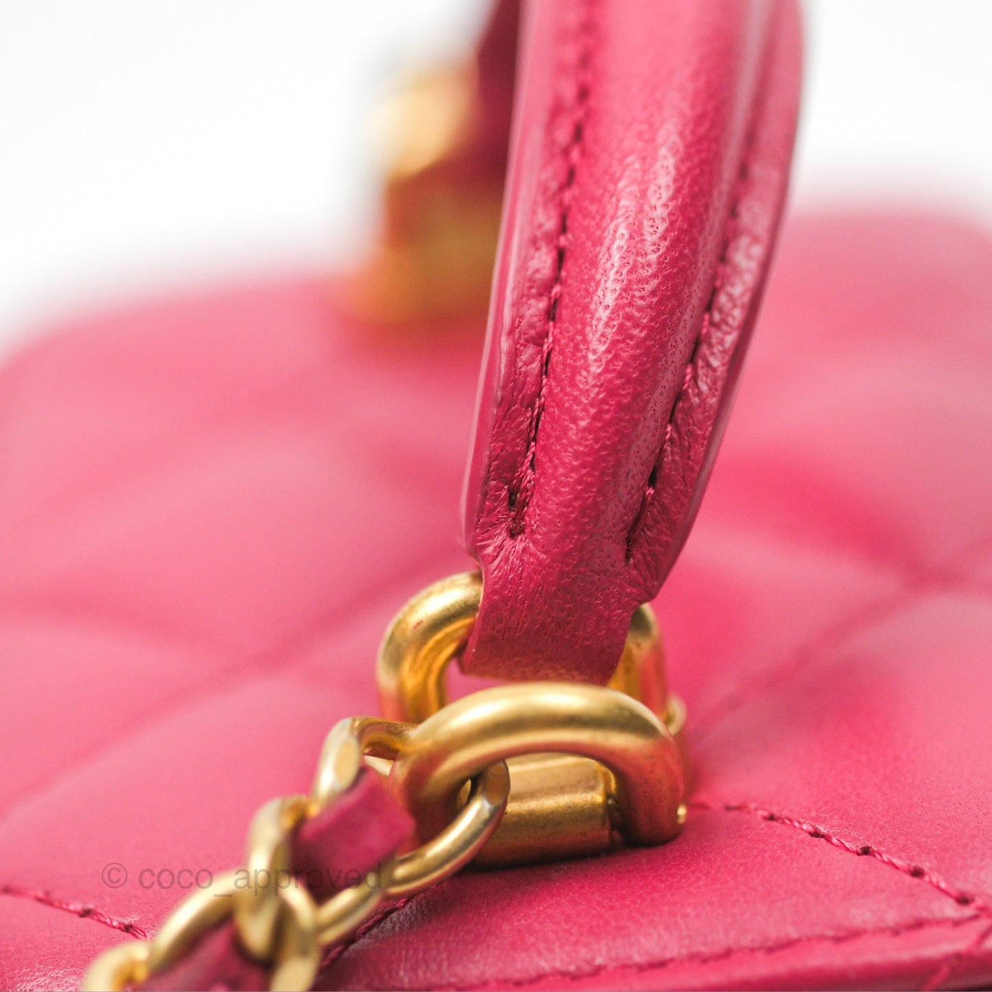 Chanel Mini Top Handle Vanity With Chain Dark Pink Lambskin Aged Gold Hardware