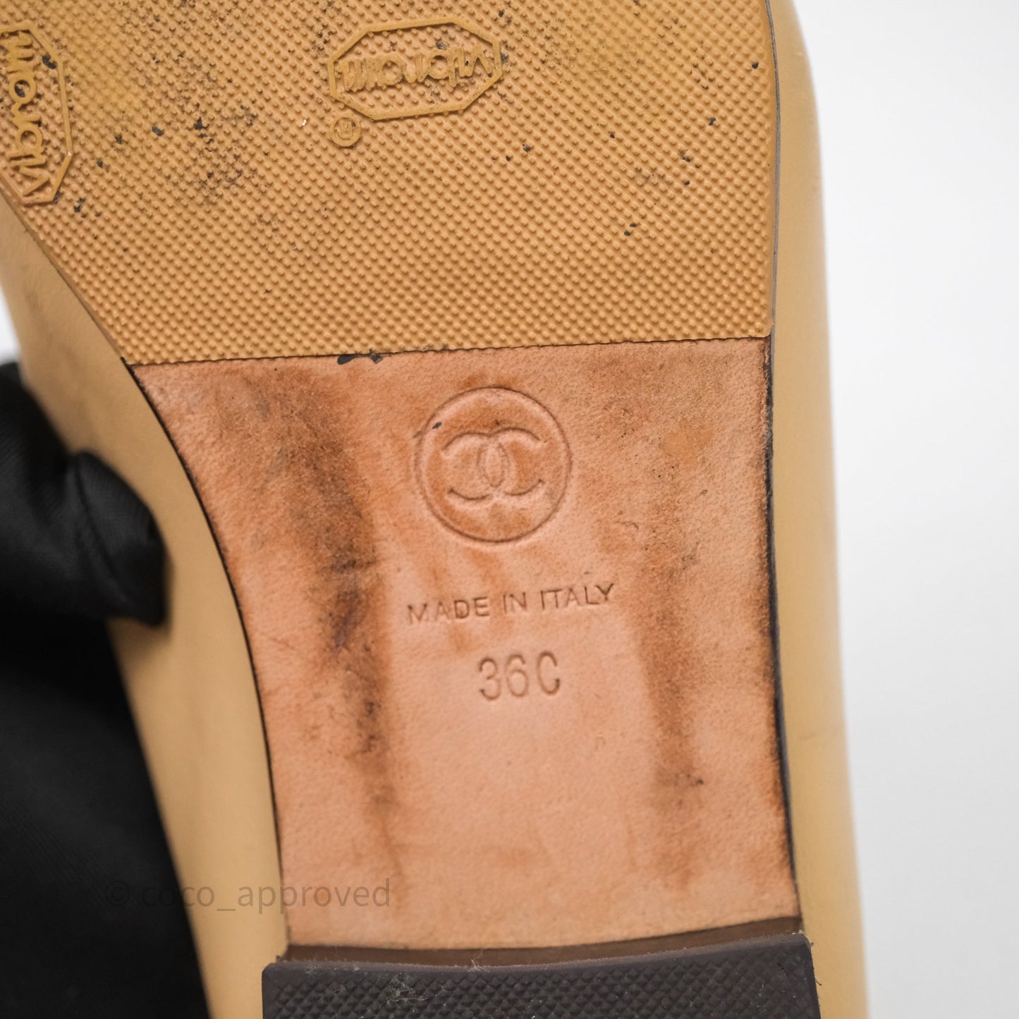 Chanel Ballerina Flats Black Beige Size 36