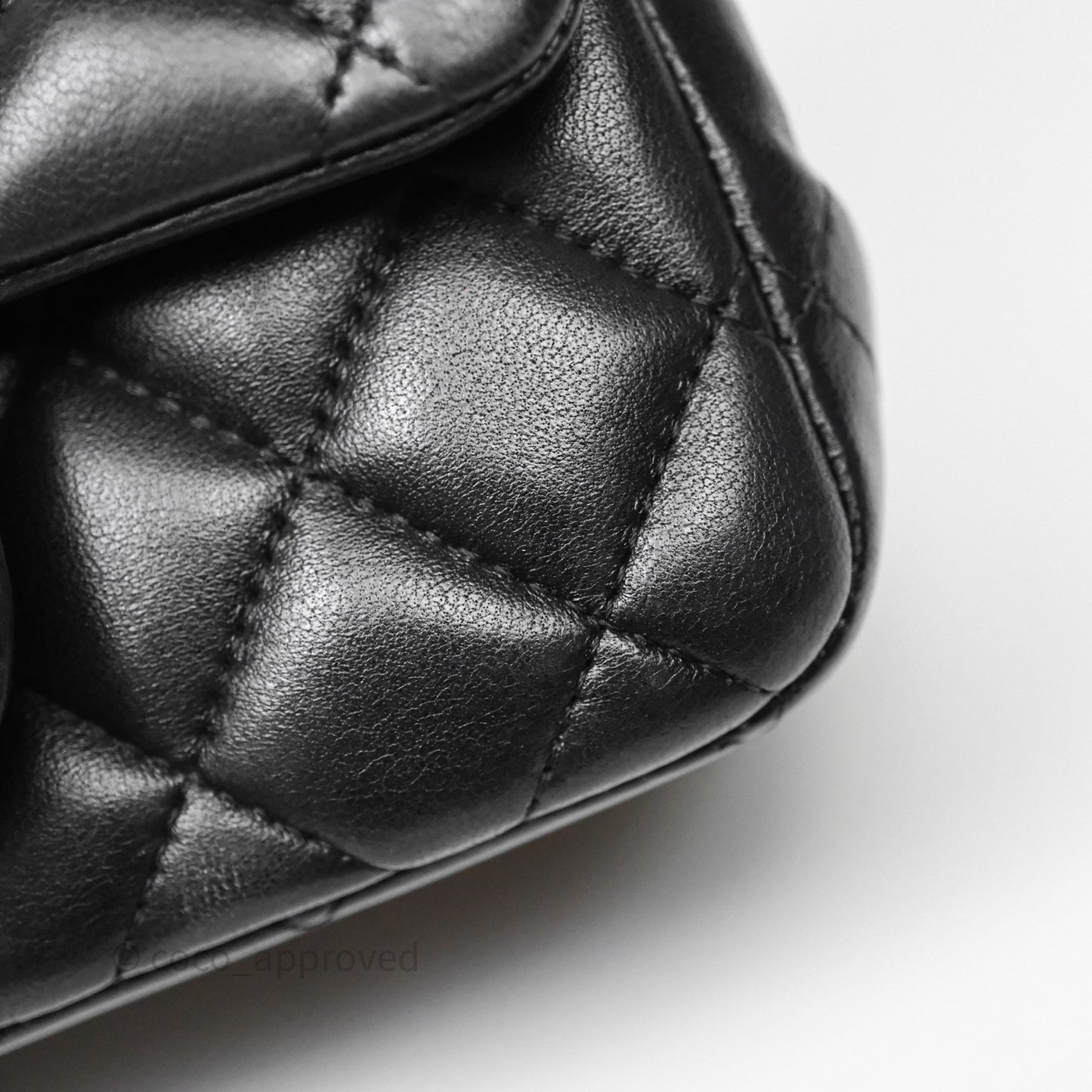 Chanel Mini Square Quilted Black Lambskin Silver Hardware