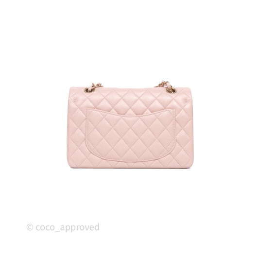 Chanel Small Classic Flap Quilted Light Pink Caviar Gold Hardware