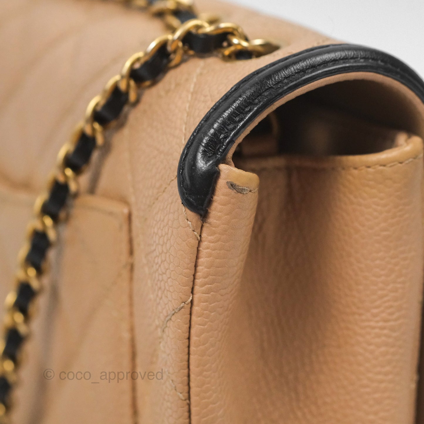 Chanel Small CC Filigree Flap Quilted Beige Black Caviar