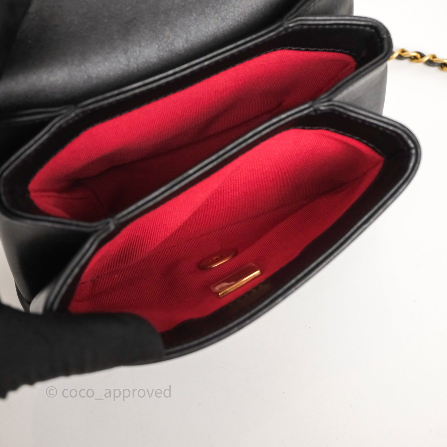 Chanel Pearl Chain Bag Black Calfskin Gold Hardware