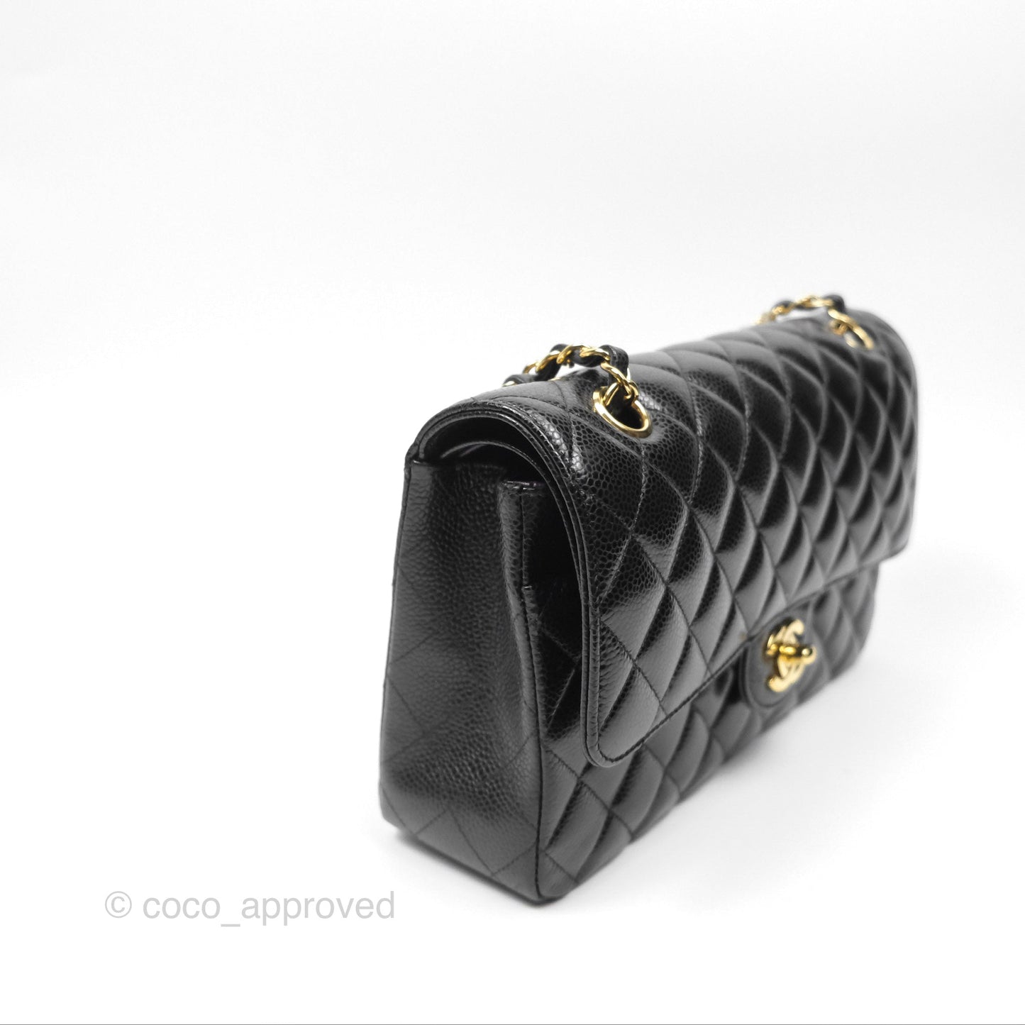Chanel Classic M/L Medium Flap Quilted Black Caviar Gold Hardware