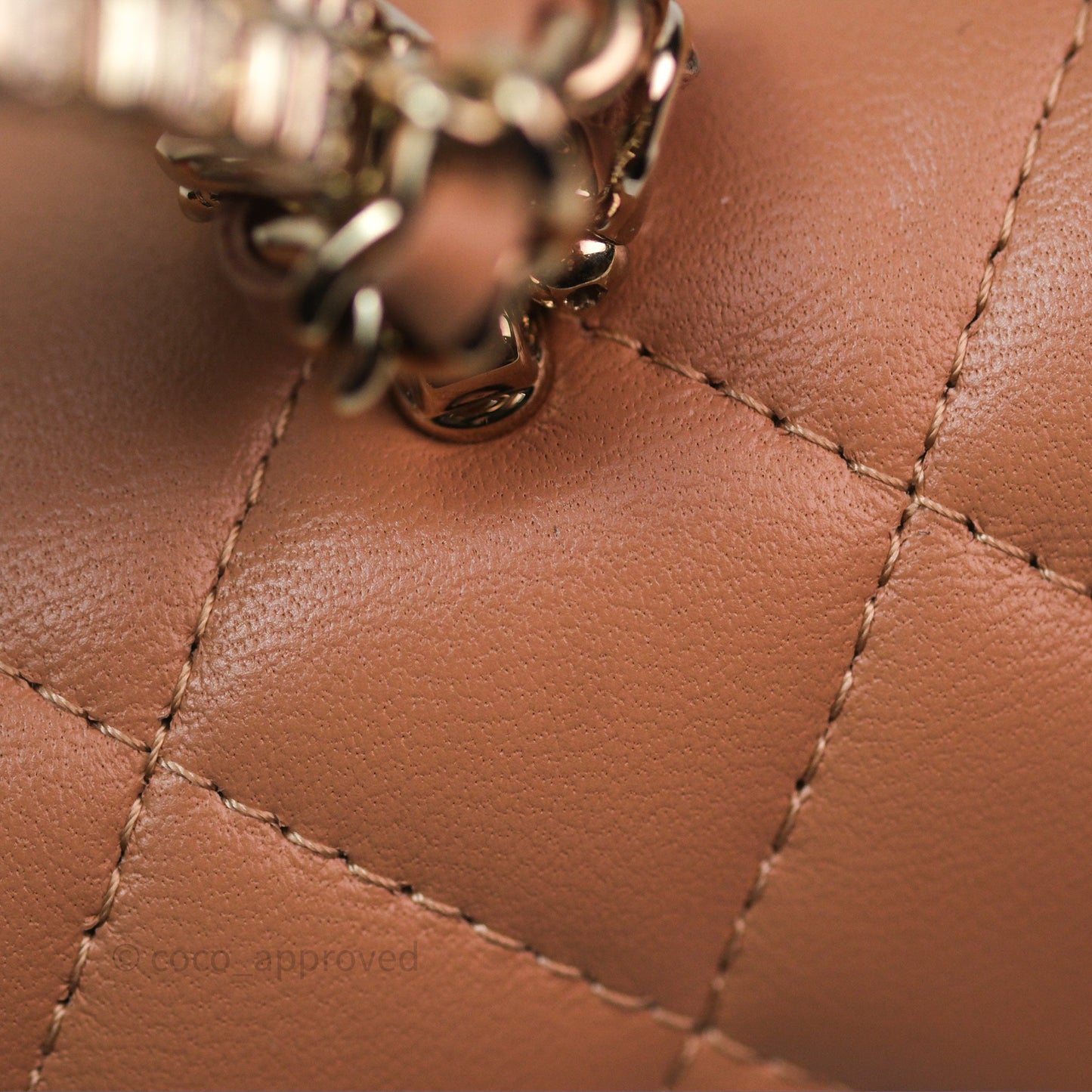 Chanel Mini Crystal Top Handle Wallet On Chain WOC Dark Beige Lambskin Gold Hardware