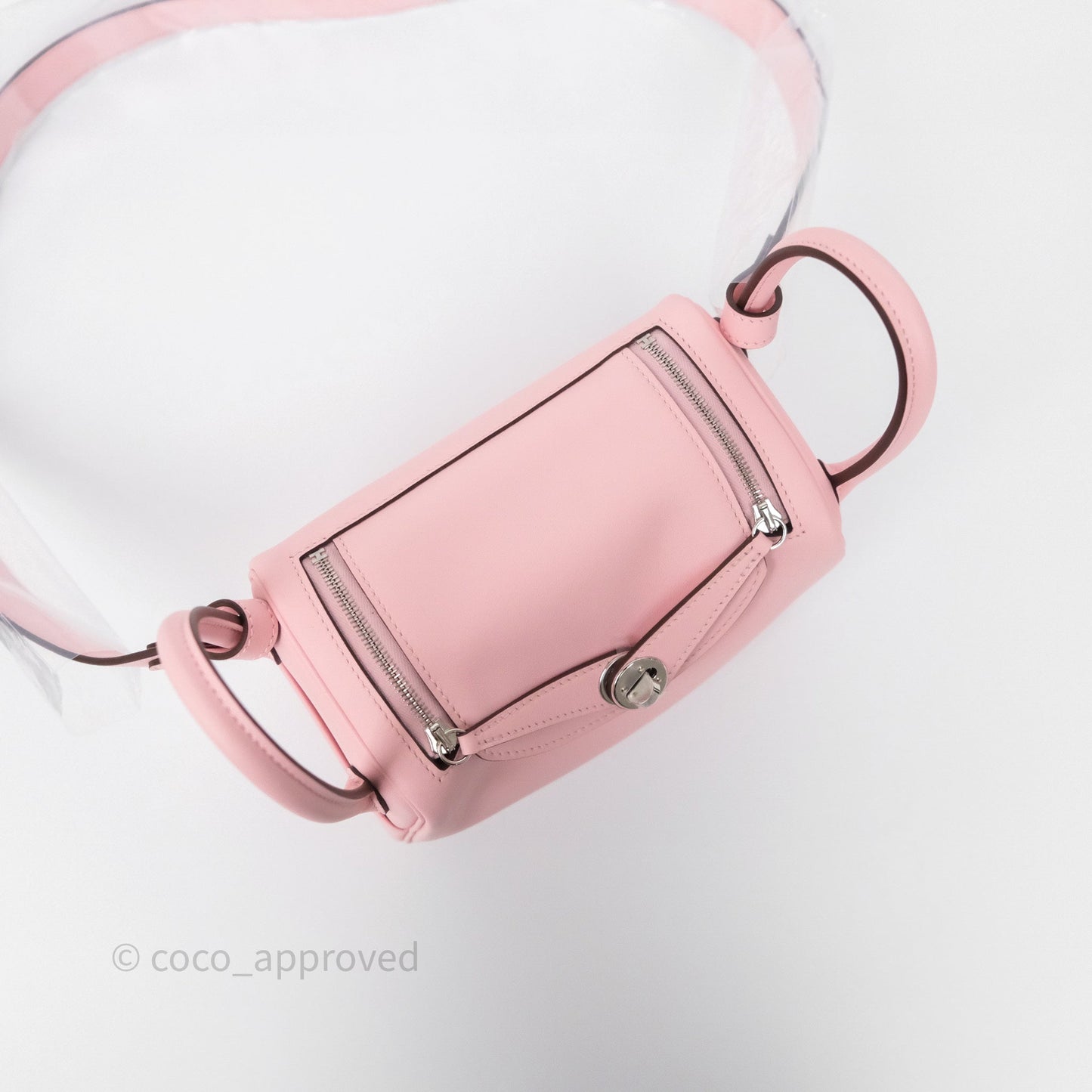Hermès Mini Lindy II 20 Rose Sakura 3Q Swift Palladium Hardware