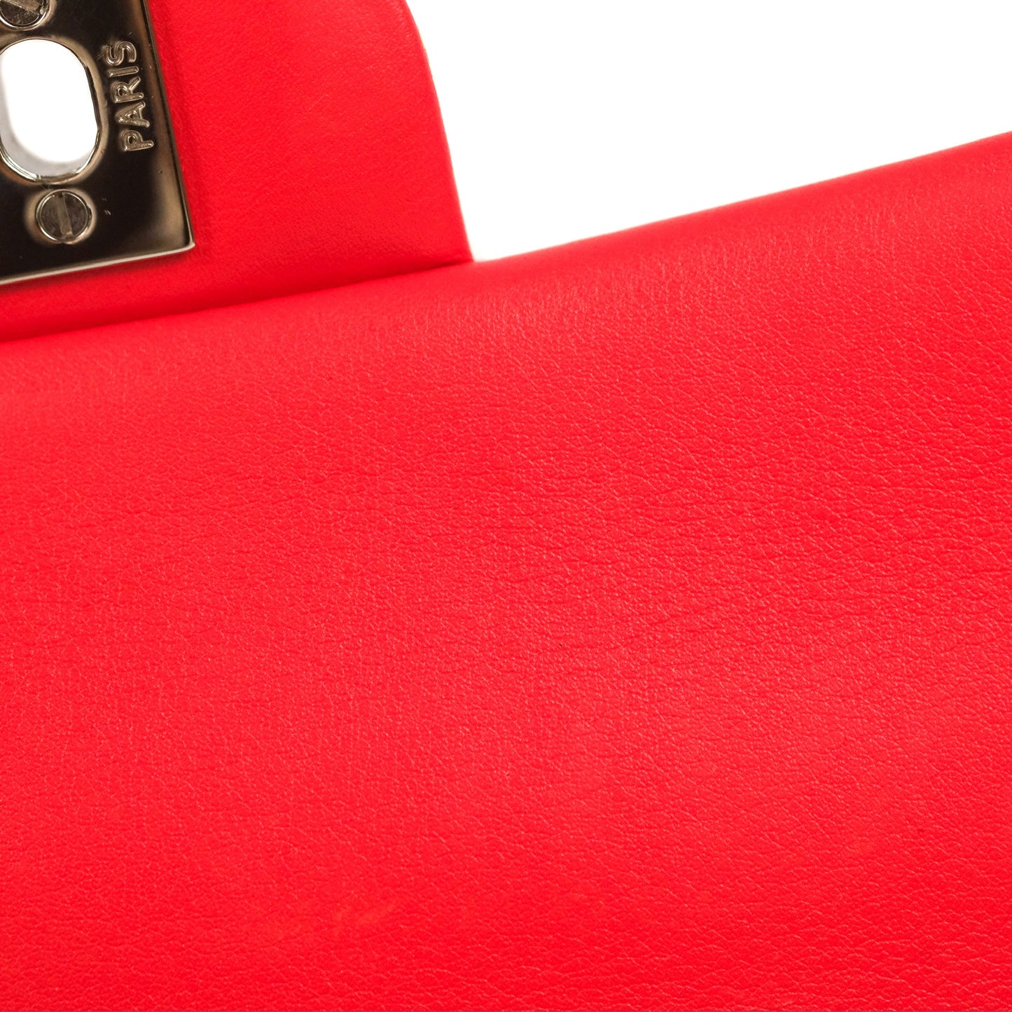 Chanel Mini Rectangular Flap Bag Orange Red Striped Patent Silver Hardware