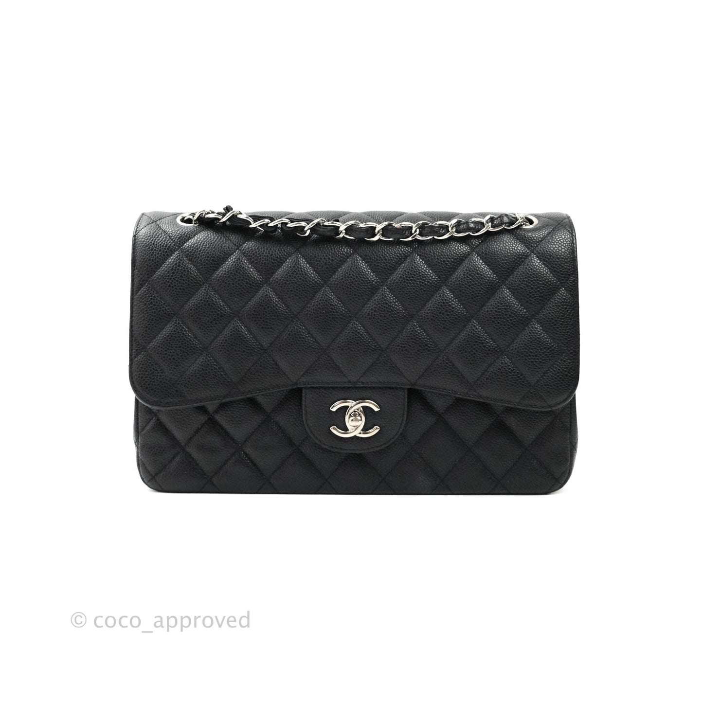 Chanel Jumbo Double Flap Black Caviar Silver Hardware⁣⁣