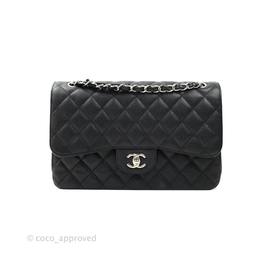 Chanel Jumbo Double Flap Black Caviar Silver Hardware⁣⁣