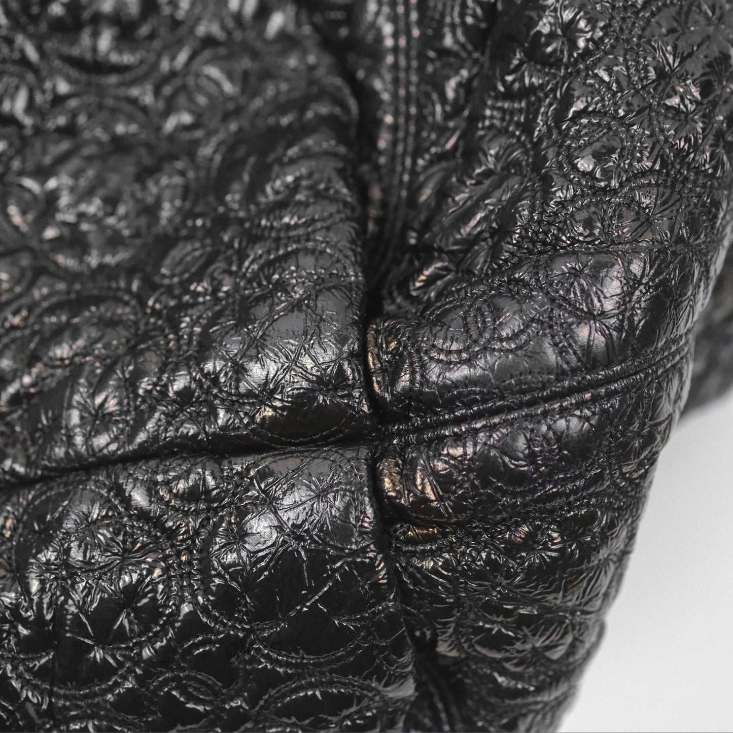 Chanel Rock In Moscow Cabas Tote Bag Black Glazed Crumpled Leather Gun Metal
