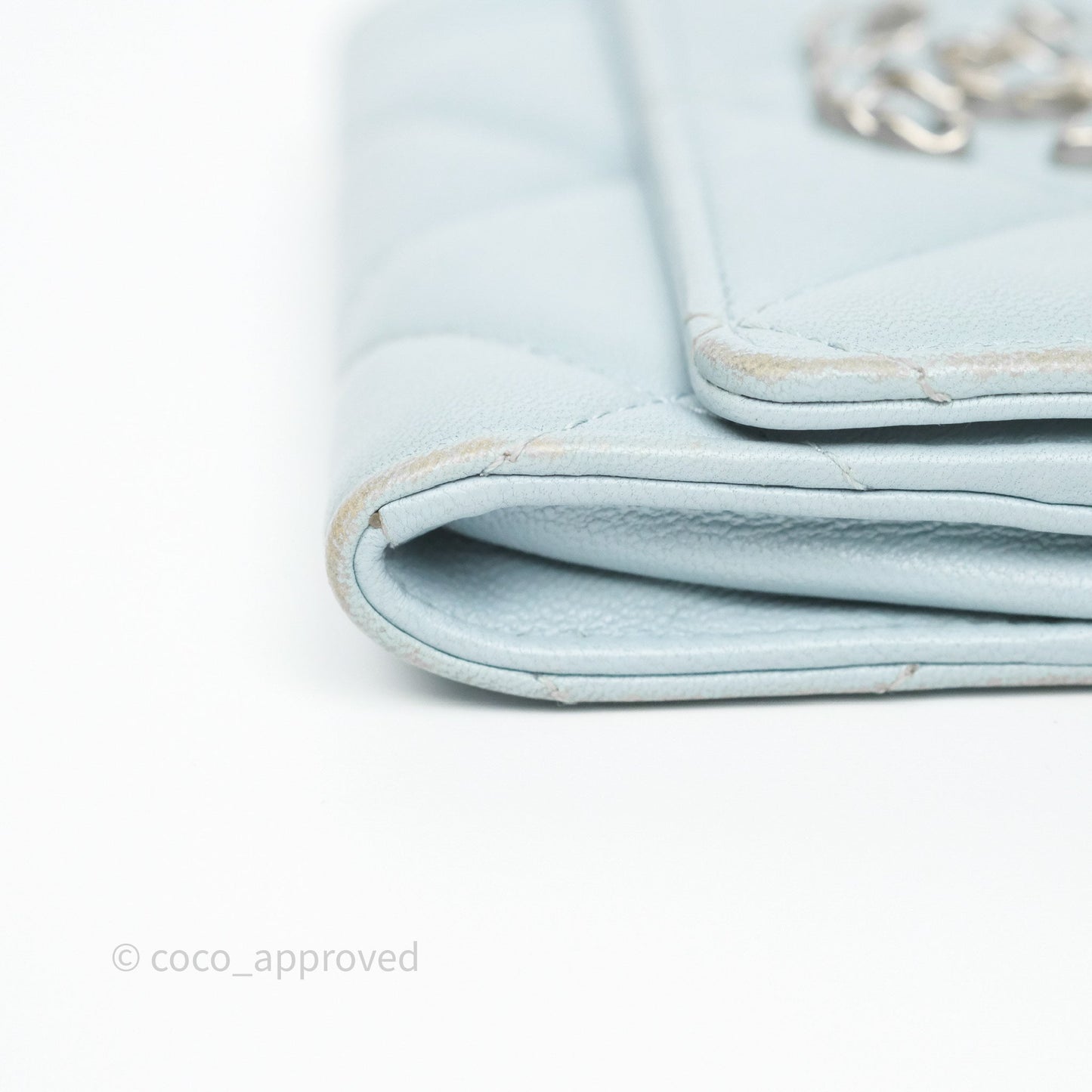 Chanel 19 Flap Card Holder Light Blue Lambskin