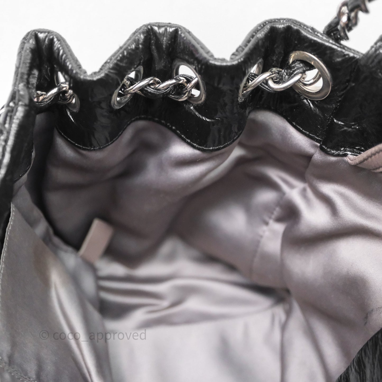 Chanel Black Vinyl Graphic Edge Flap Bag Silver Hardware⁣⁣
