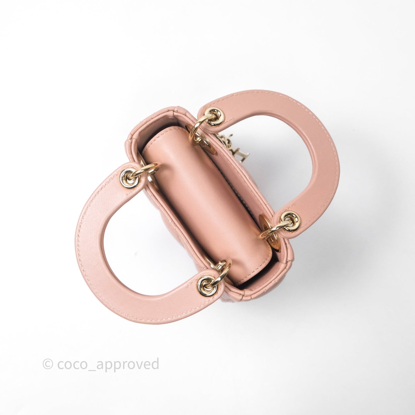 Christian Dior Micro Lady Dior Pink Beige Cannage Calfskin Gold Hardware
