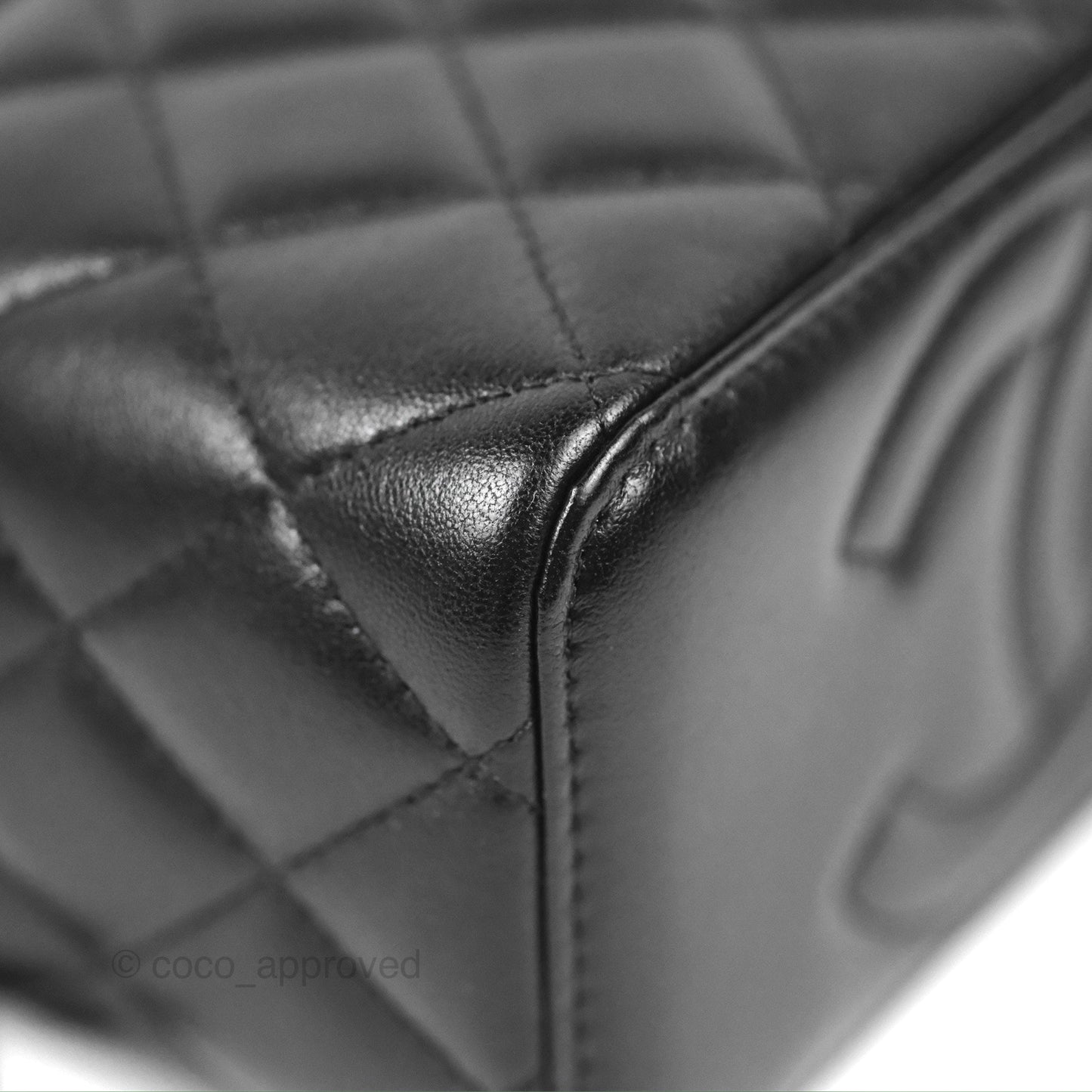Chanel Vanity Rectangular Top Handle Black Lambskin Gold Hardware
