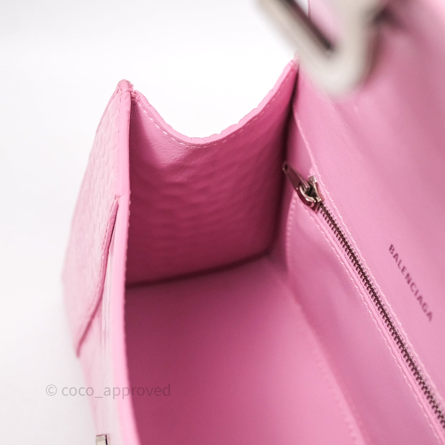 Balenciaga Small Hourglass Embossed Bag Pink