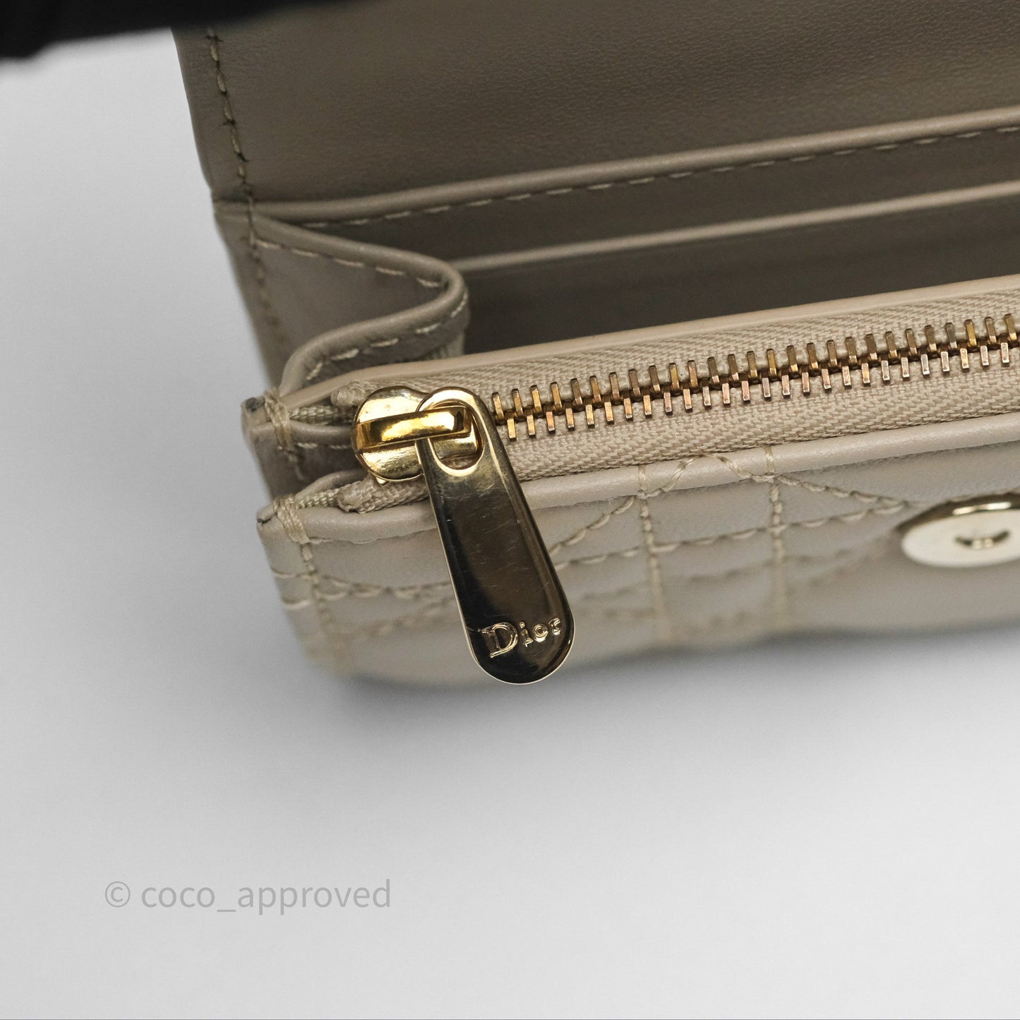 Christian Dior My Dior Glycine Wallet Powder Beige Cannage Lambskin