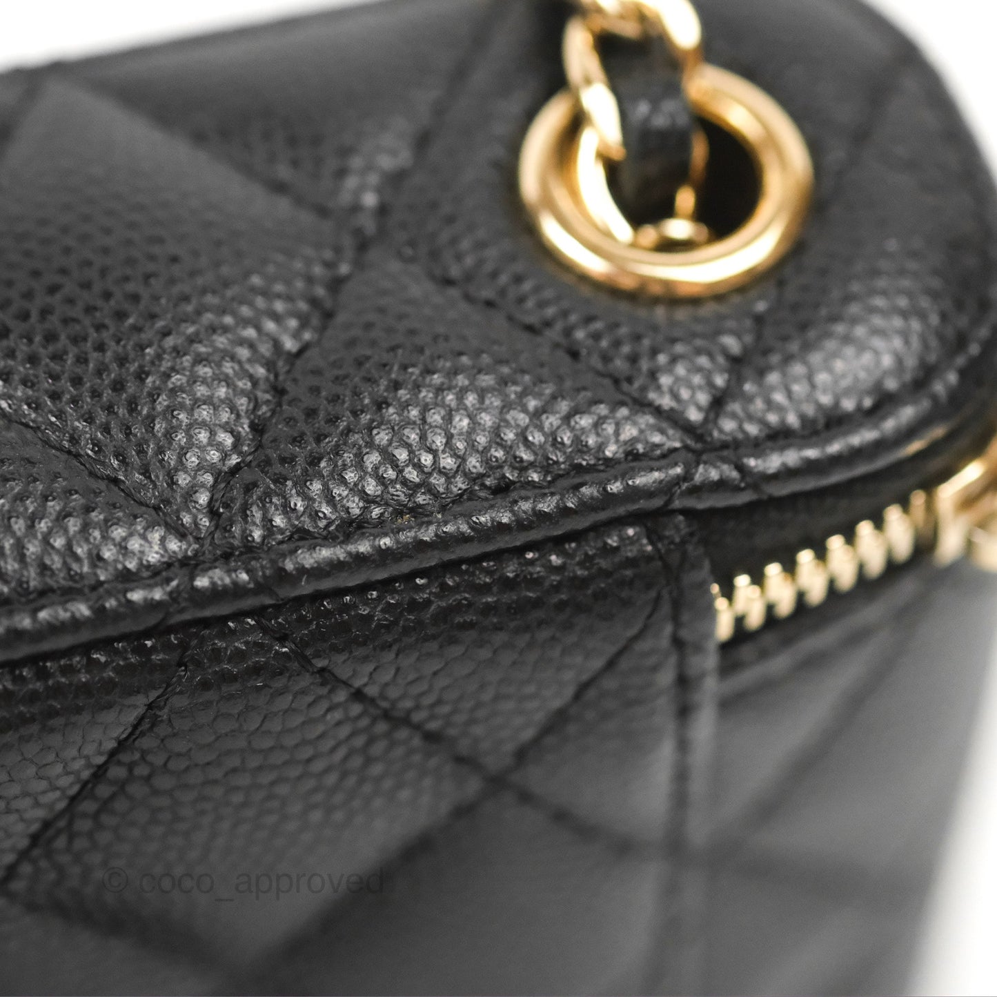 Chanel Classic Mini Vanity With Chain Black Caviar Gold Hardware