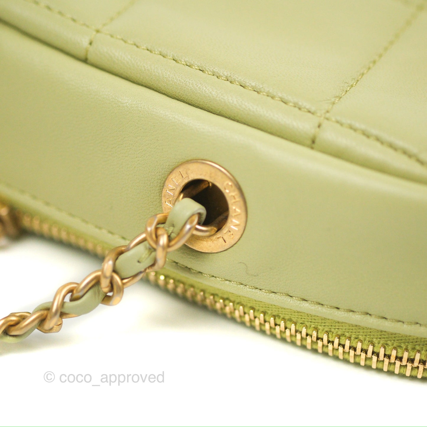 Chanel Small Quilted Diamond Cut Bag Green Lambskin Aged Gold Hardware