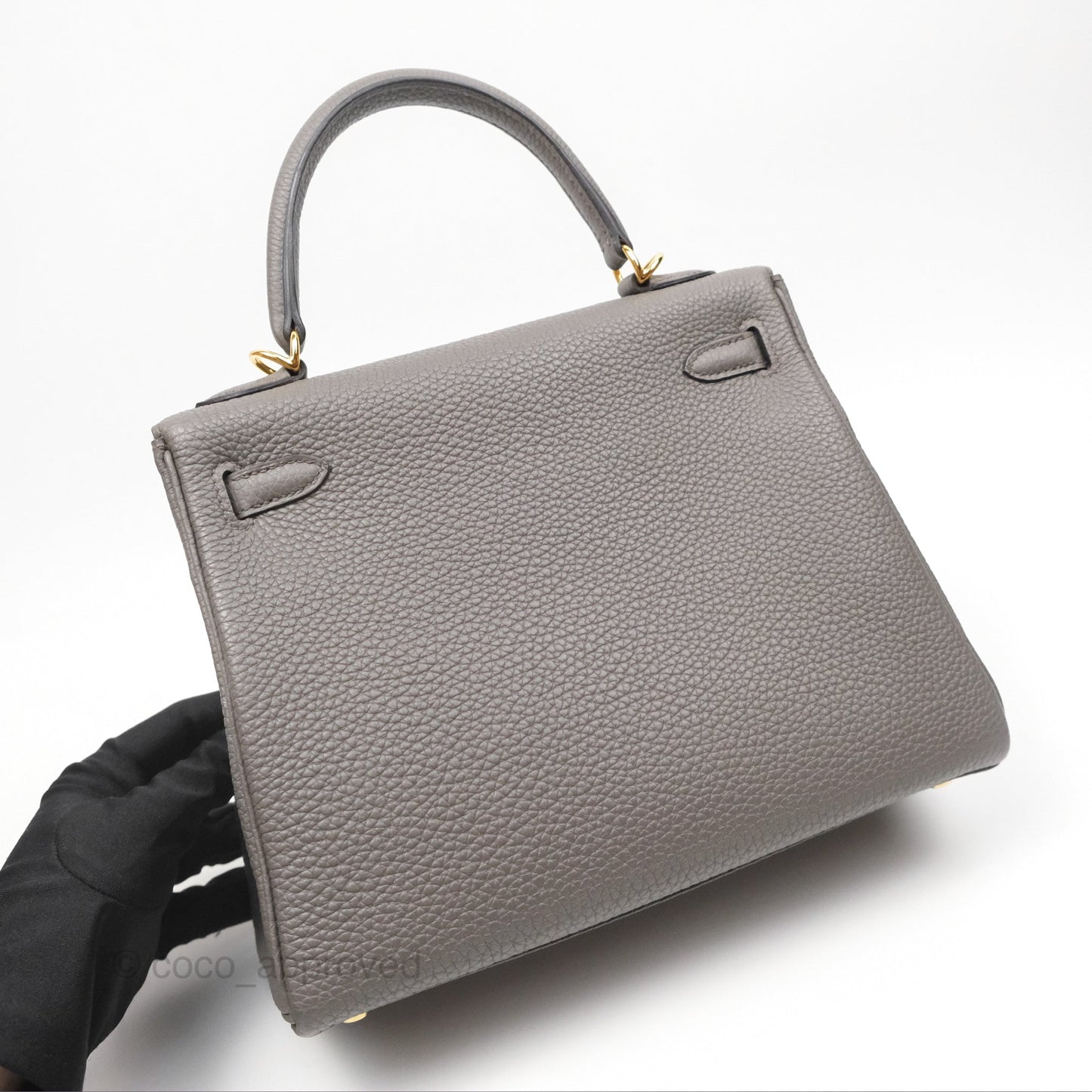 Hermès Retourne Kelly 25 Gris Etain 8F Togo Gold Hardware