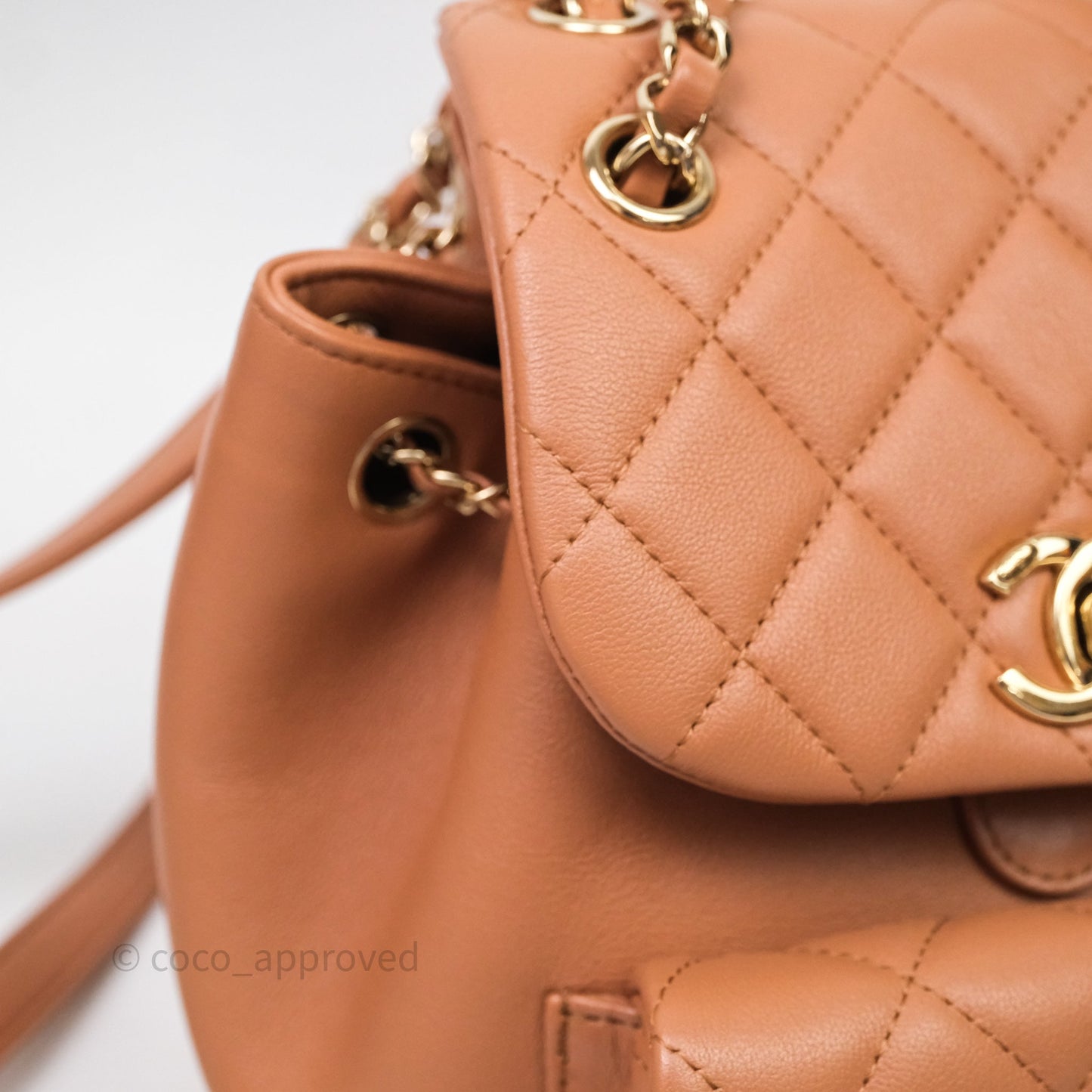 Chanel Small Duma Drawstring Backpack Camel Calfskin