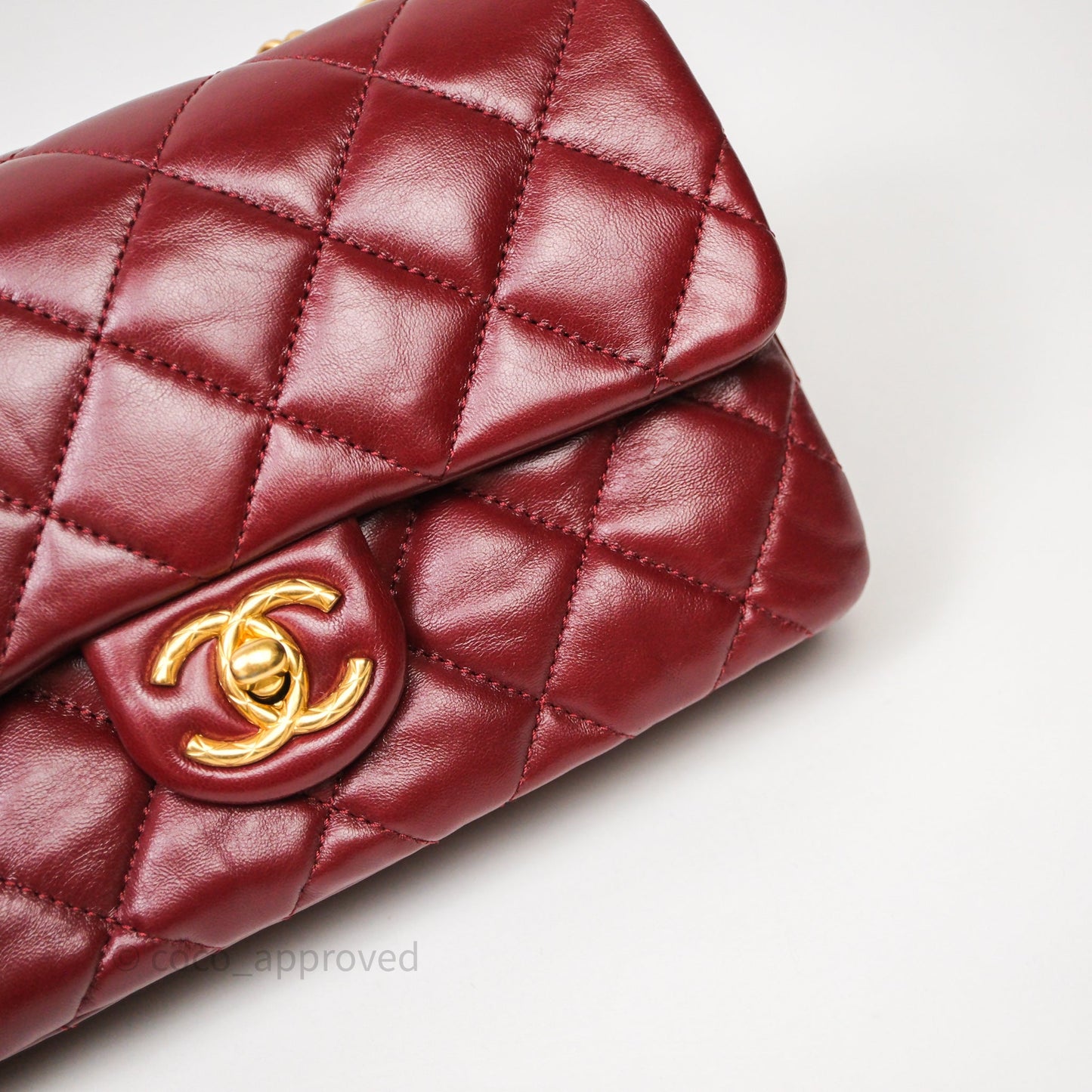Chanel Small All Slide Adjustable Chain Flap Bag Burgundy Lambskin Aged Gold Hardware