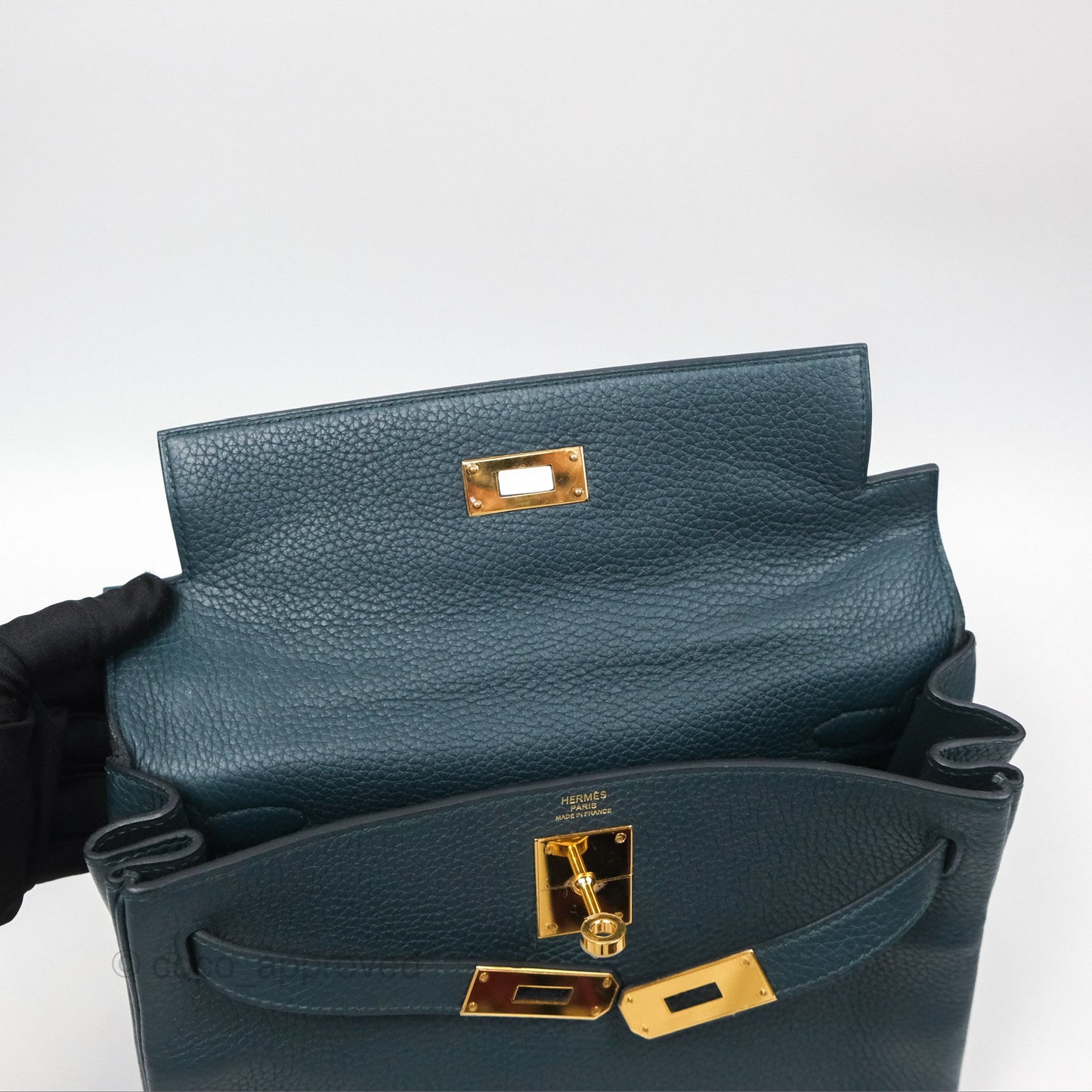 Hermes Kelly 28 Clemence Vert Cypress 6O Gold Hardware