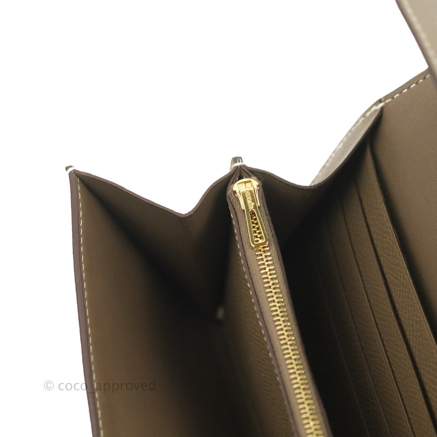 Hermès Constance Long To Go Wallet Etoupe Epsom Gold Hardware