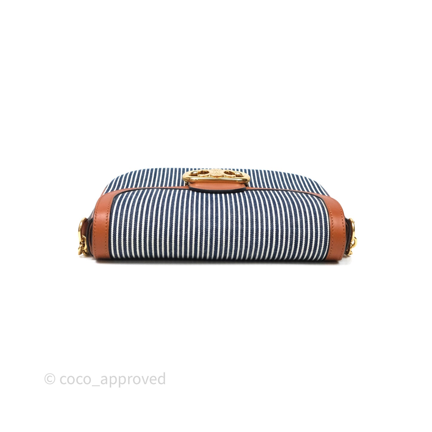 Celine Medium Chain Maillon Triomphe Canvas Tan Calfskin
