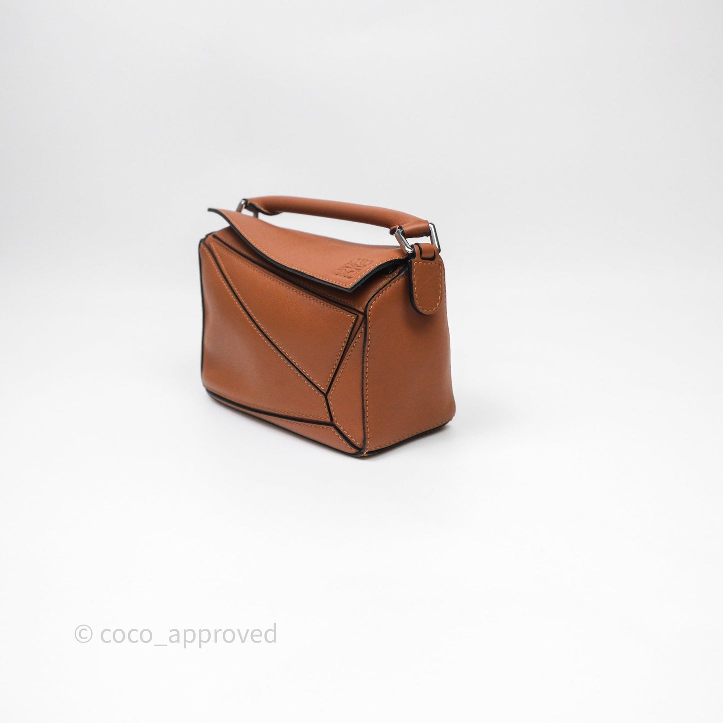 Loewe Mini Puzzle Bag Tan Calfskin Palladium Hardware
