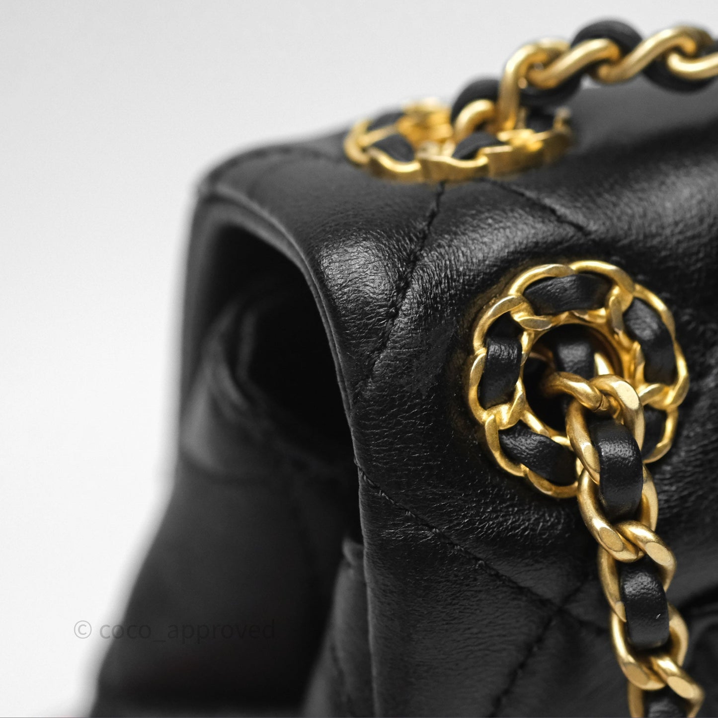Chanel Flap Bag Black Lambskin Aged Gold Hardware 24P