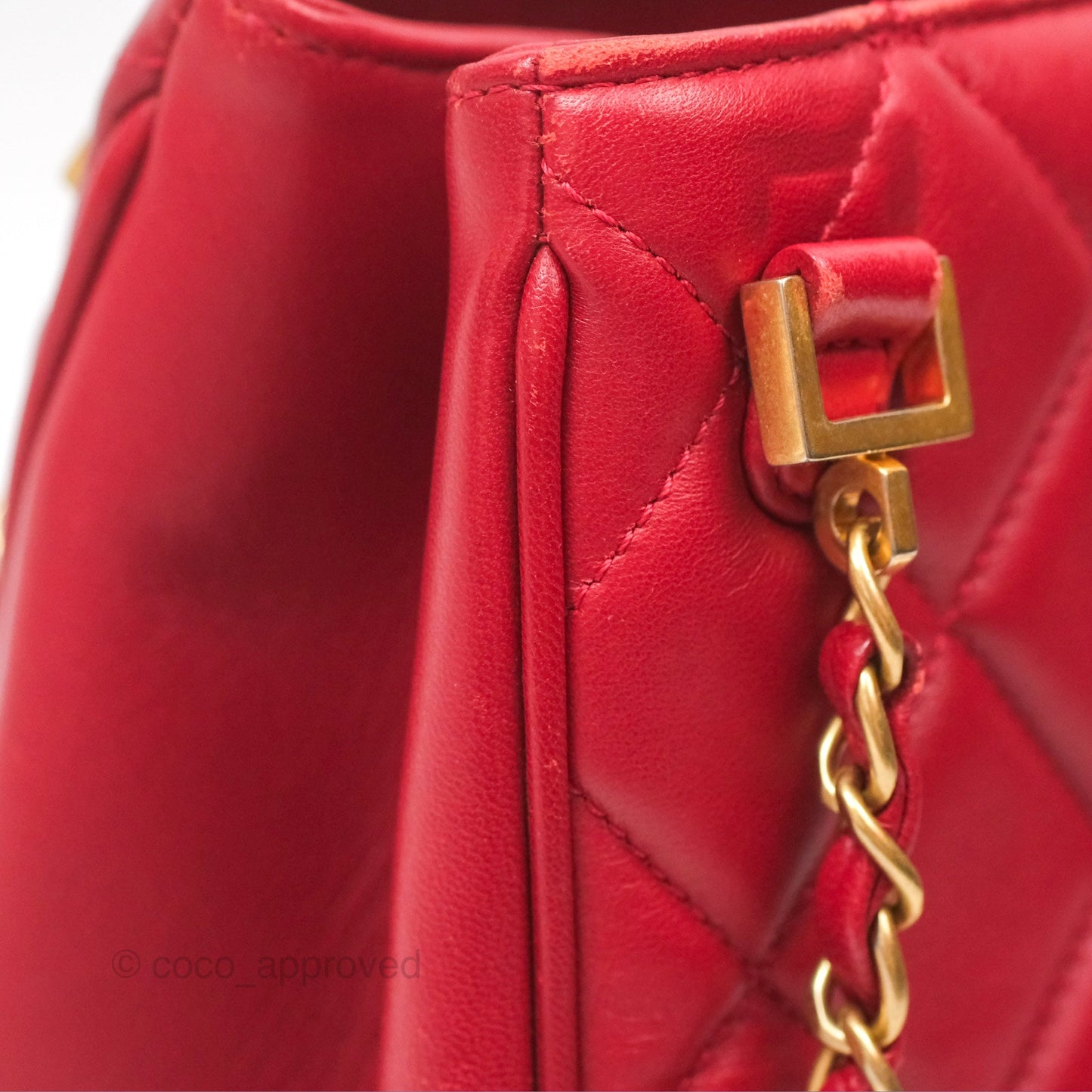 Chanel Tote Bag Red Lambskin Aged Gold Hardware