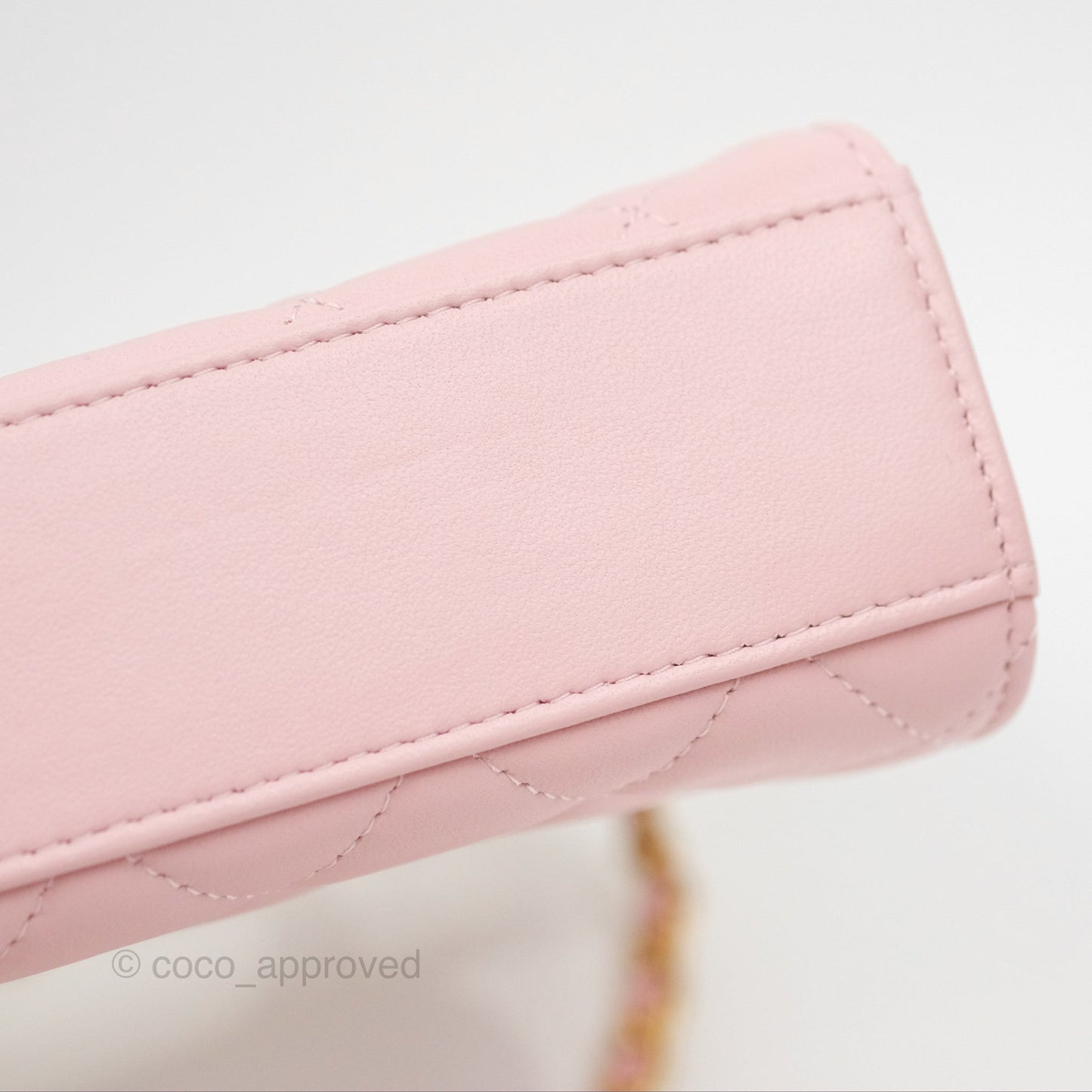 Chanel Enamel Top Handle Clutch with Chain Pink Lambskin Aged Gold Hardware 22B