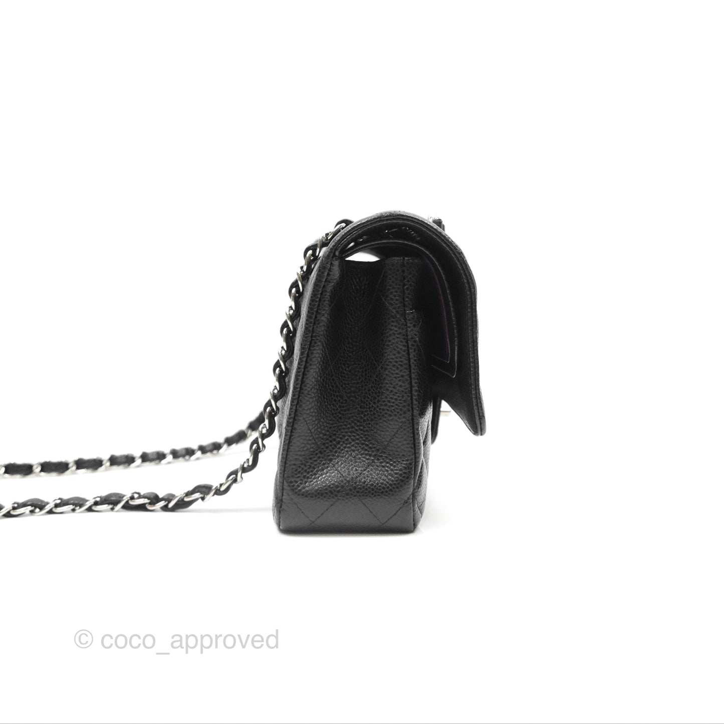 Chanel Classic M/L Medium Flap Quilted Black Caviar Silver Hardware
