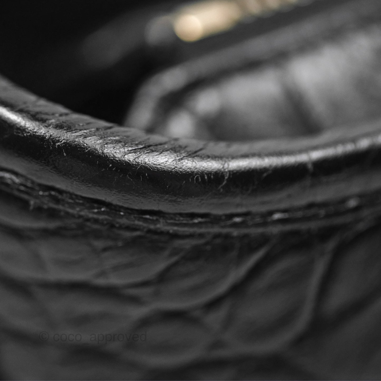 Chanel Small Gabrielle Hobo with Logo Handle Quilted Black Croc Embossed Calfskin