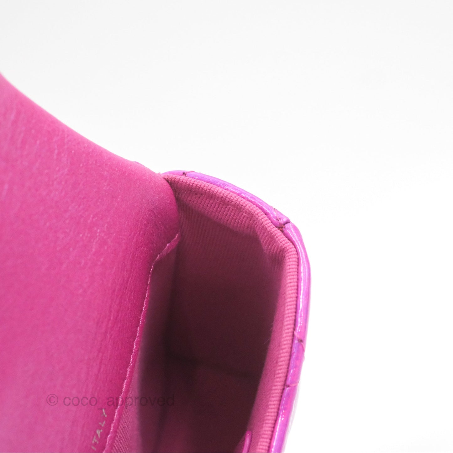 Chanel Card Holder Pouch with Hook Fuchsia Iridescent Mirror Goatskin
