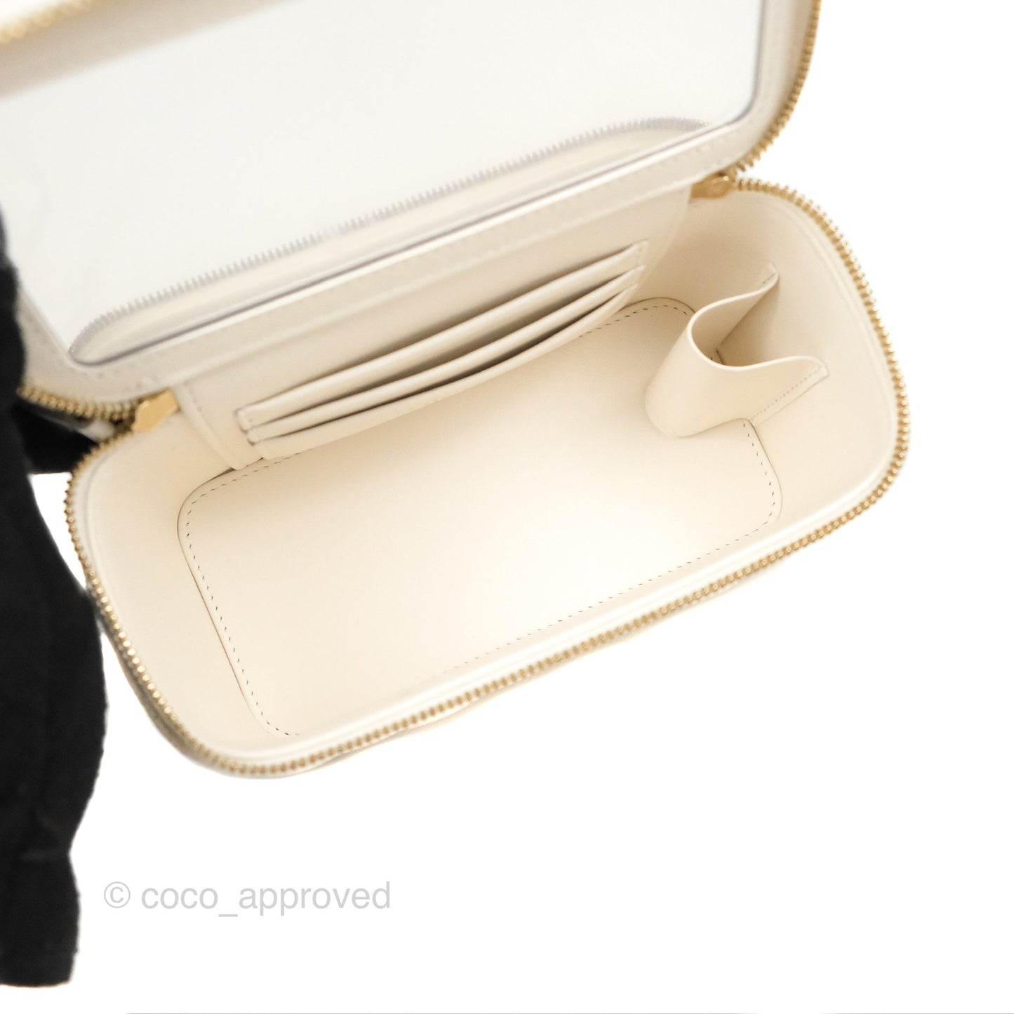 Chanel Classic Vanity Rectangular with Chain White Caviar Gold Hardware